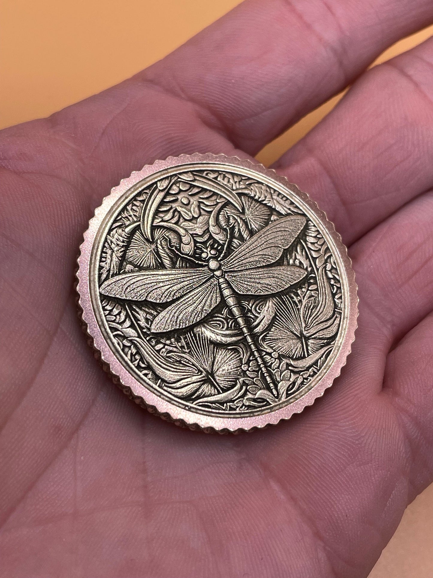 Delicate Wings - Brass Coin with Dragonfly