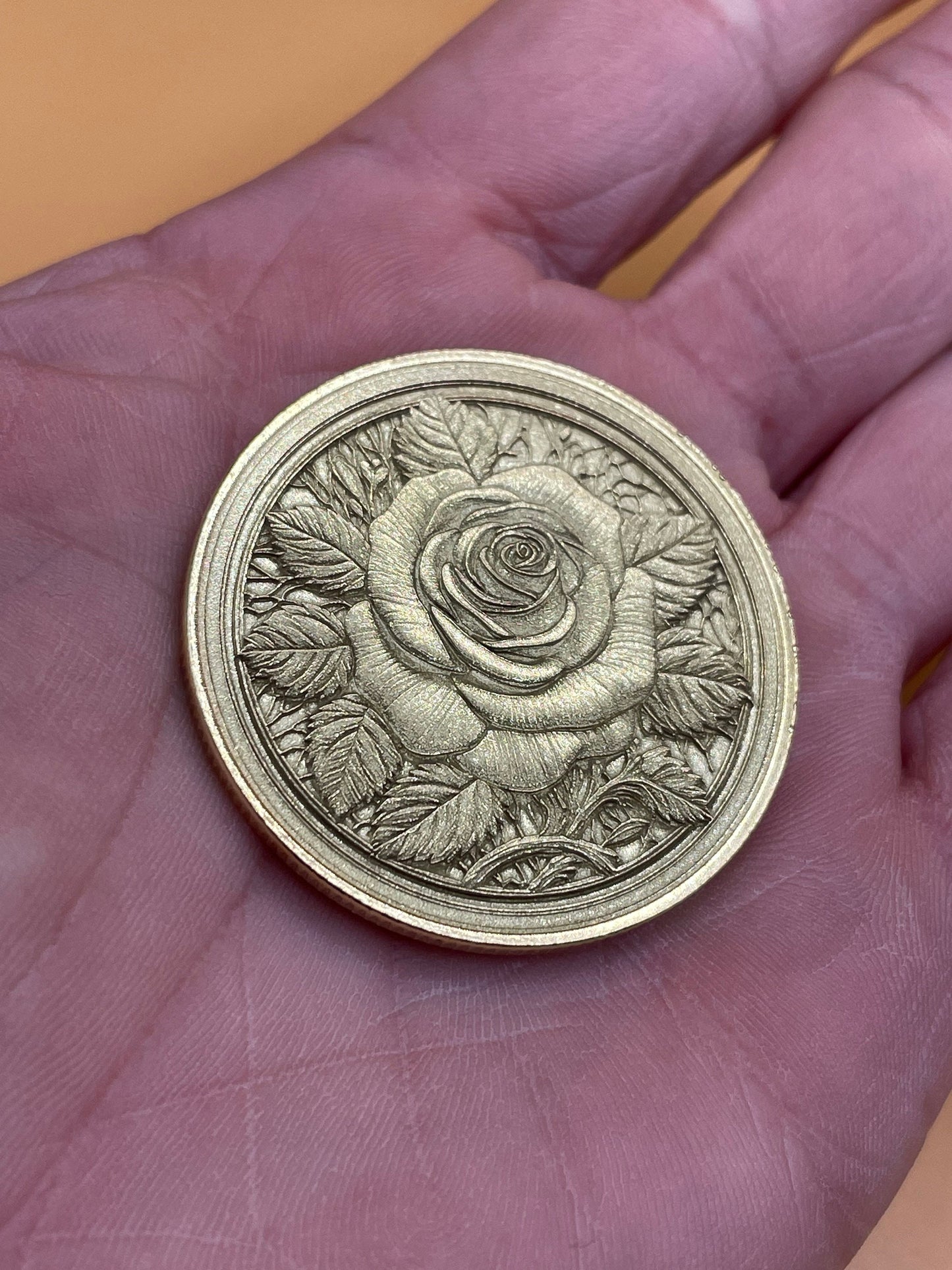Eternally Enchanting Flower - Brass Coin with Rose