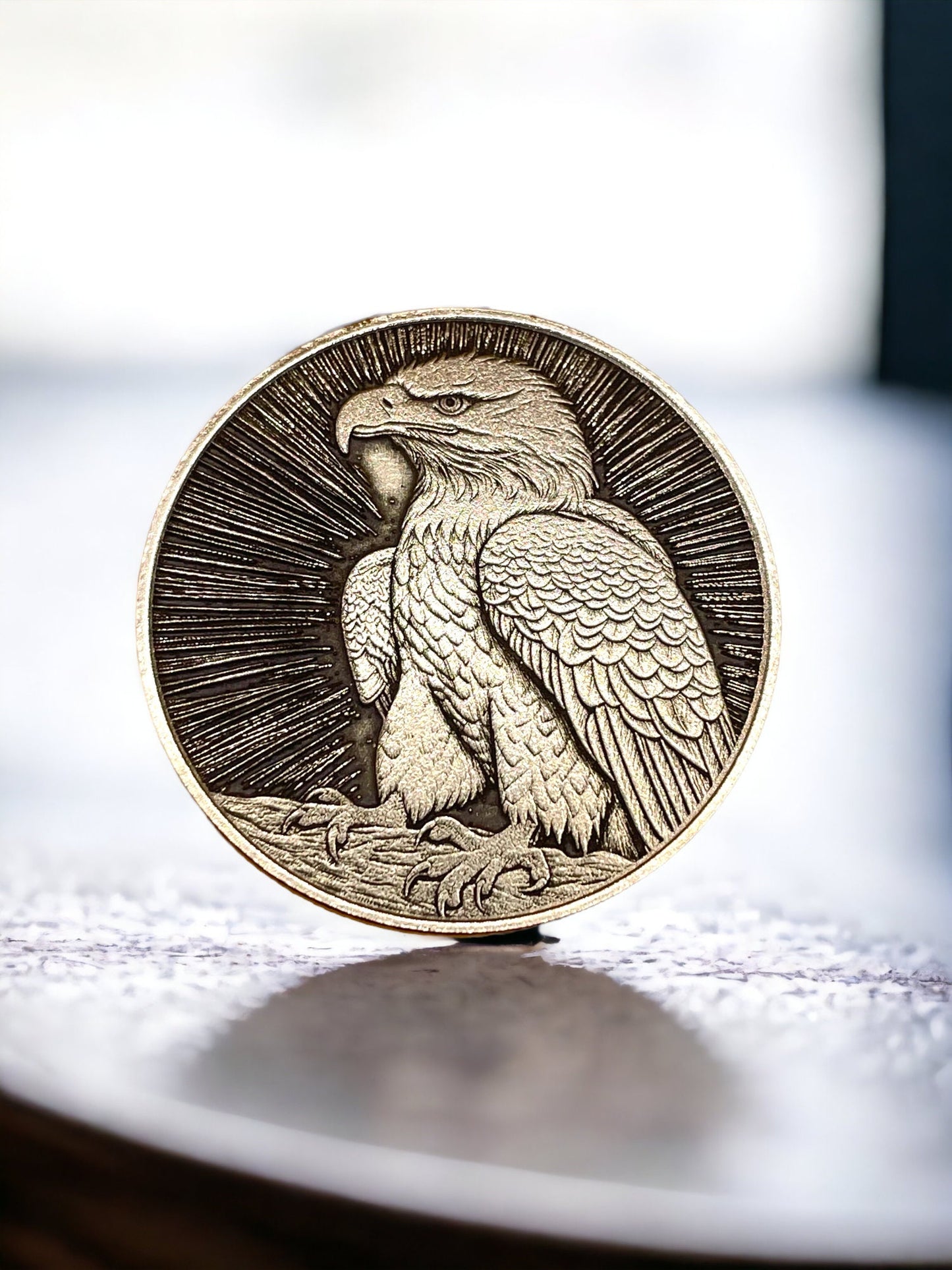 Majestic Bald Eagle - Brass Coin of Freedom and Strength