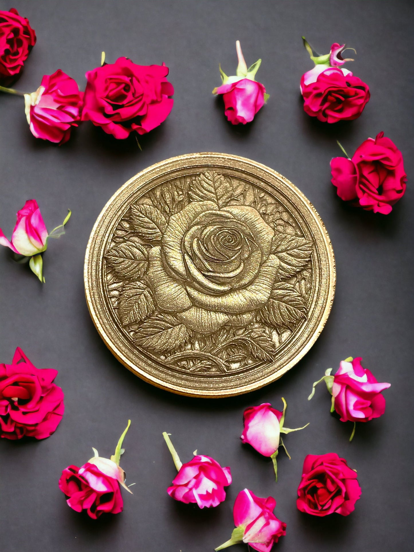 Eternally Enchanting Flower - Brass Coin with Rose