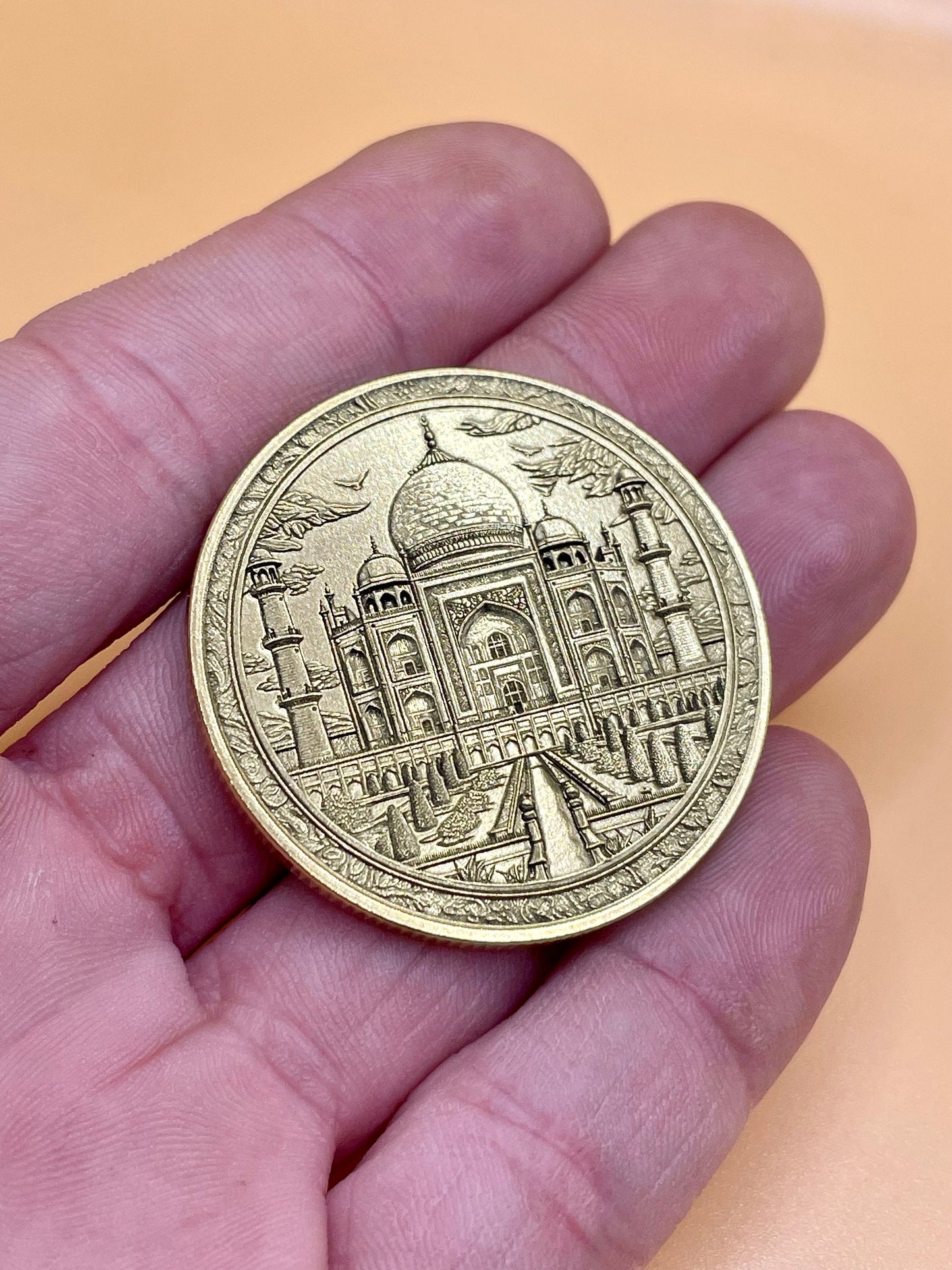 Eternal Splendor - Taj Mahal Engraved Brass Coin