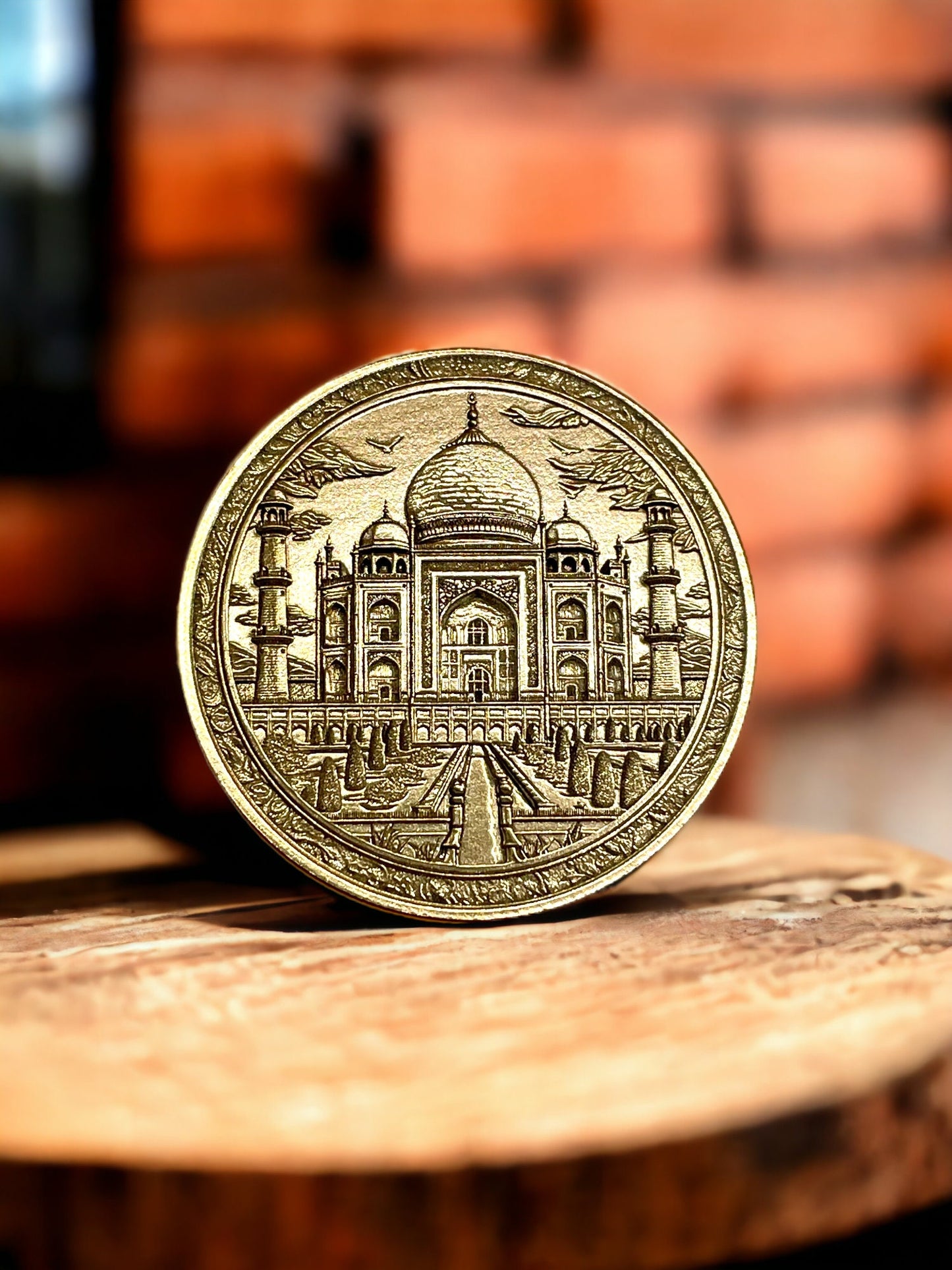 Eternal Splendor - Taj Mahal Engraved Brass Coin