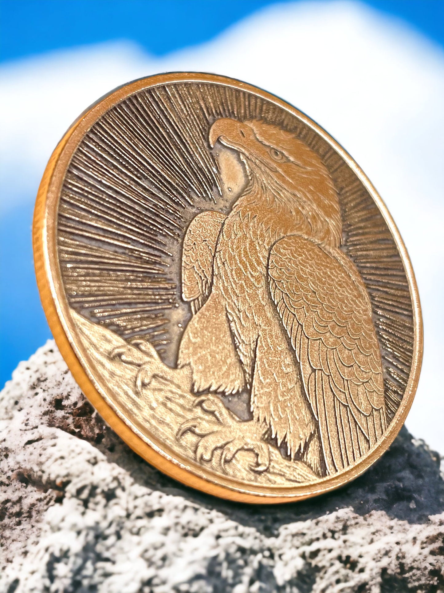 Majestic Bald Eagle - Brass Coin of Freedom and Strength