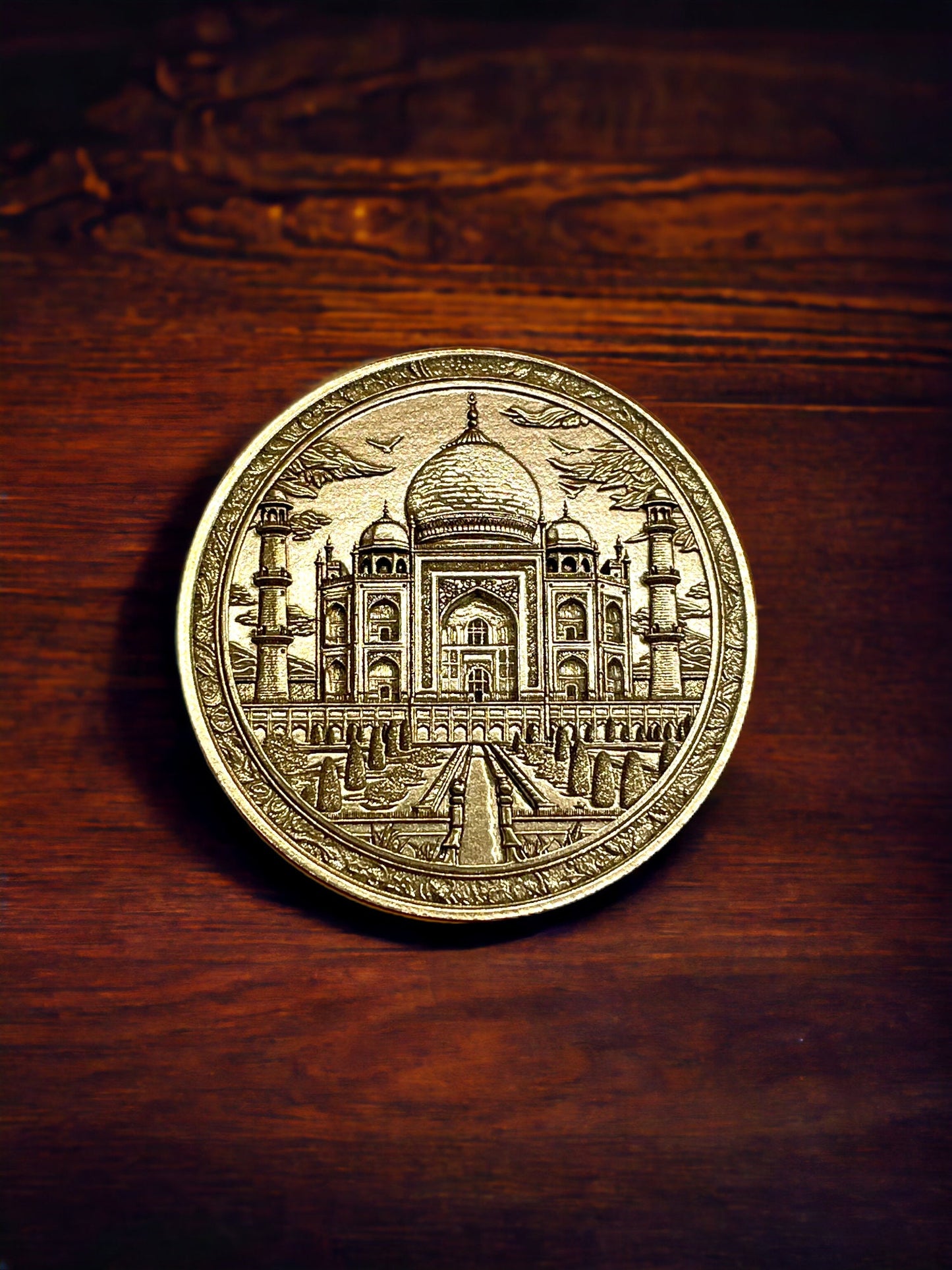 Eternal Splendor - Taj Mahal Engraved Brass Coin