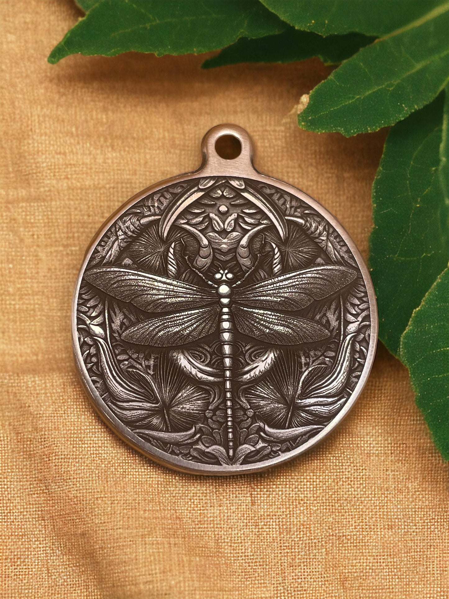 Delicate Wings - Brass Pendant with Dragonfly