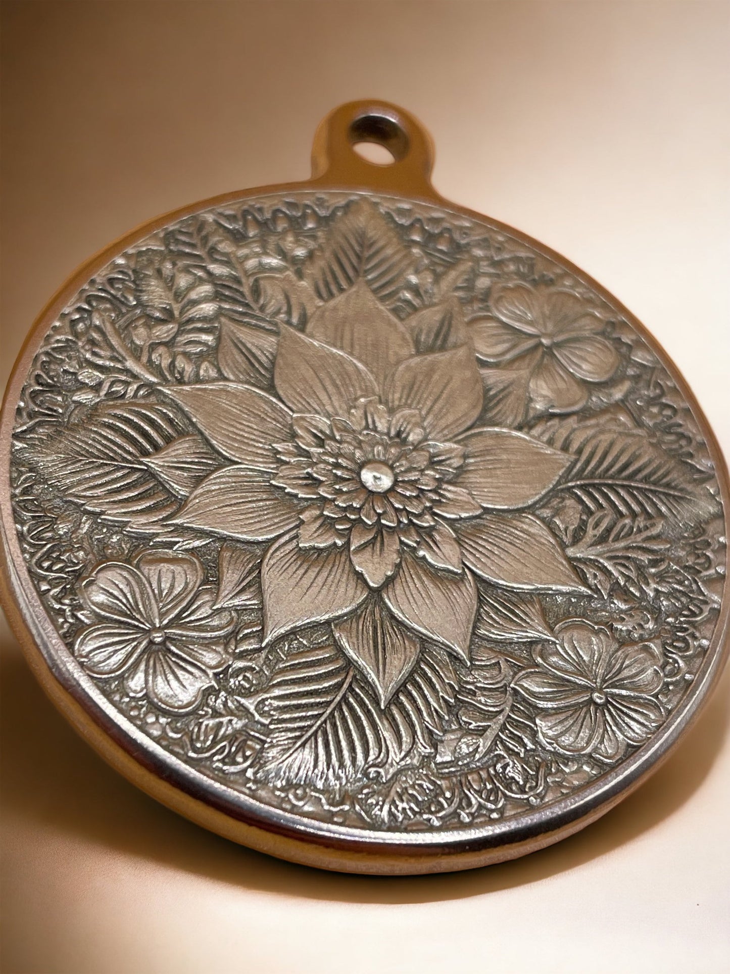 Floral Mandala Harmony - 44mm Engraved Brass Pendant
