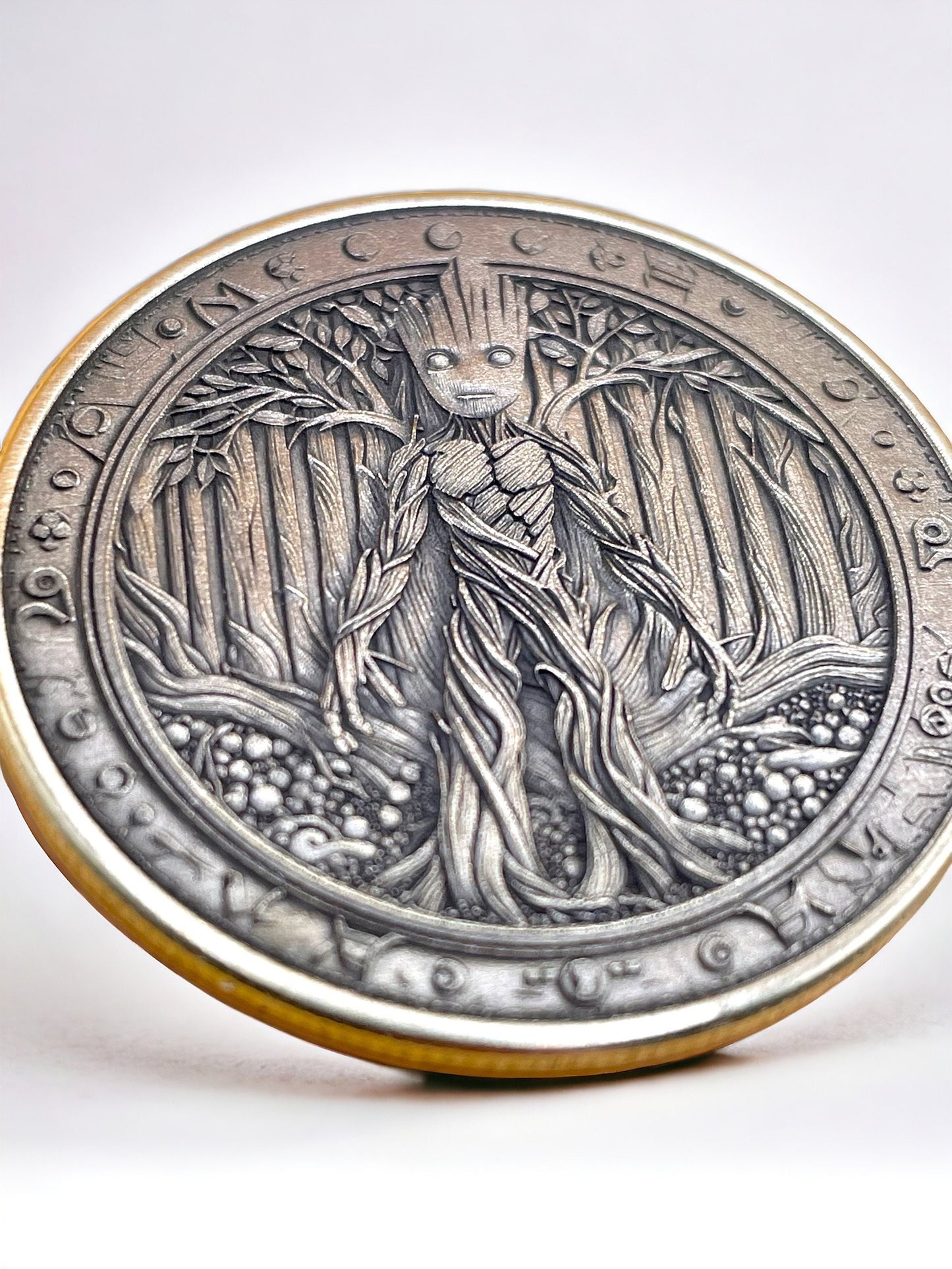 Groot's Legacy - Brass Coin with Baby Groot Engraving