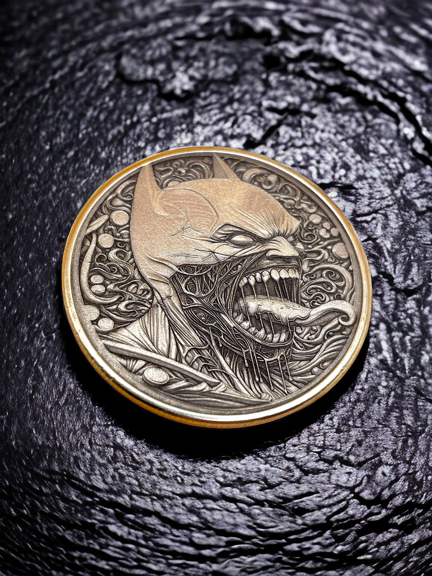 Dark Symphony - Brass Coin with Symbiote Batman
