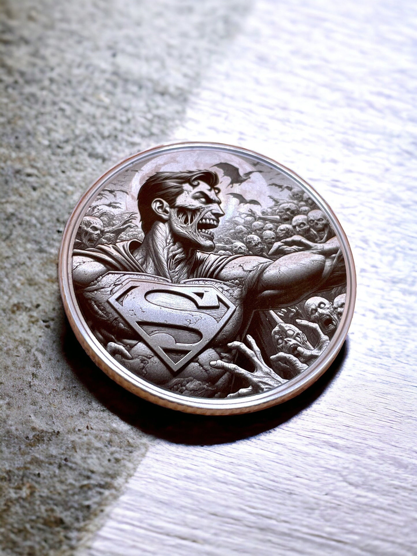 Undead Hero - Stainless Steel Coin with Zombie Superman