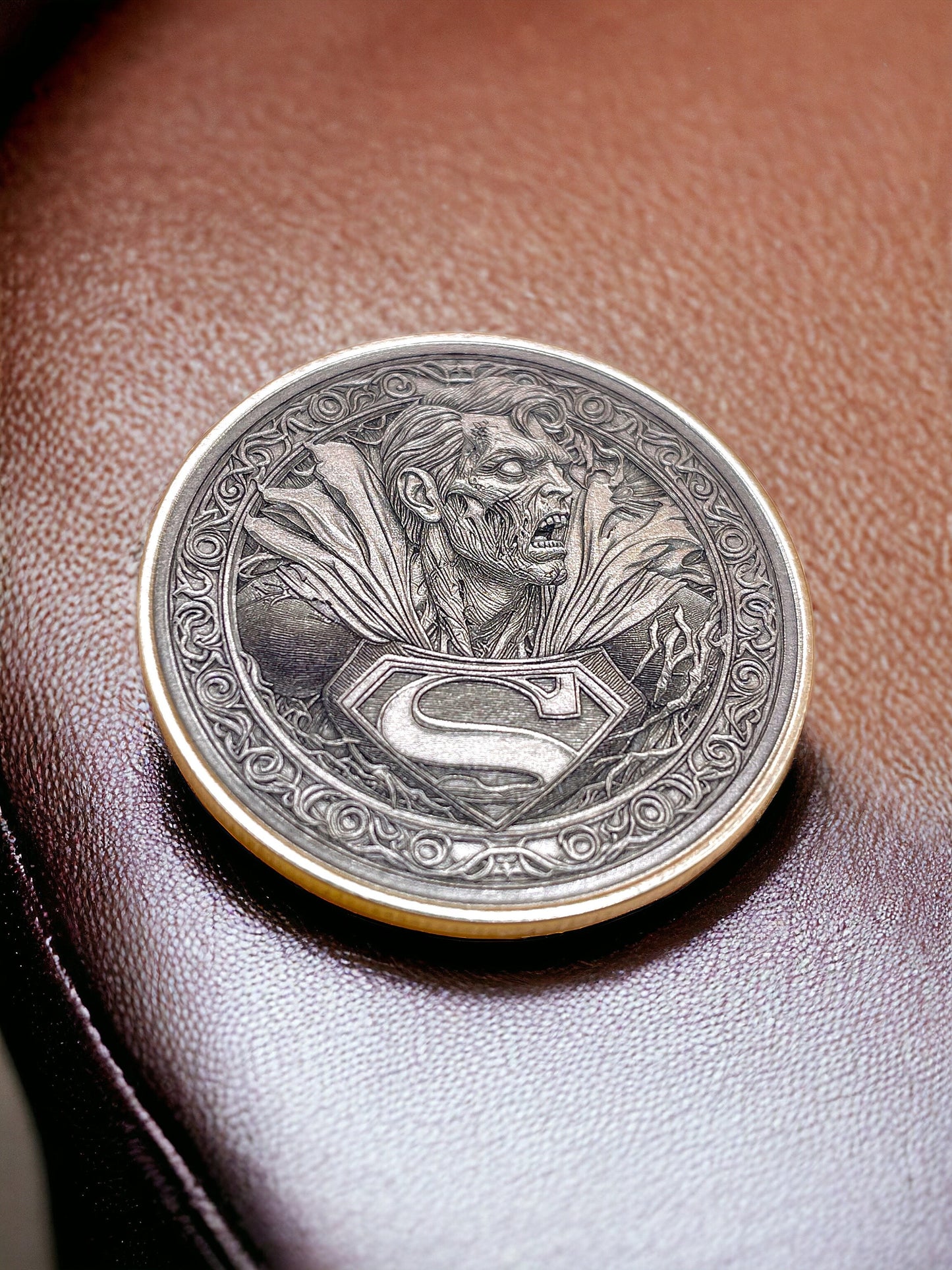 Undead Savior - Brass Coin with Zombie Superman