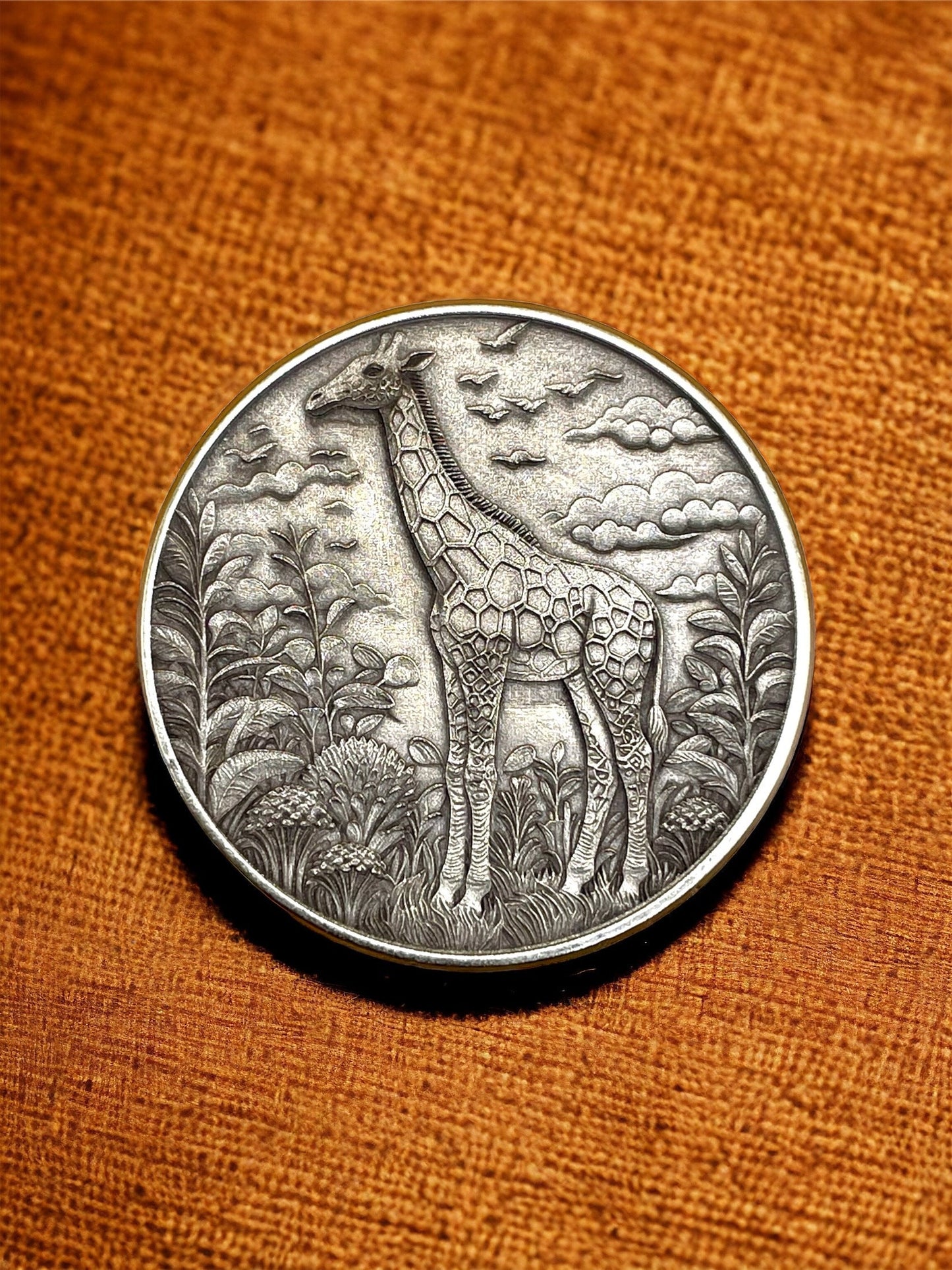Safari Serenity - Brass Coin with Giraffe