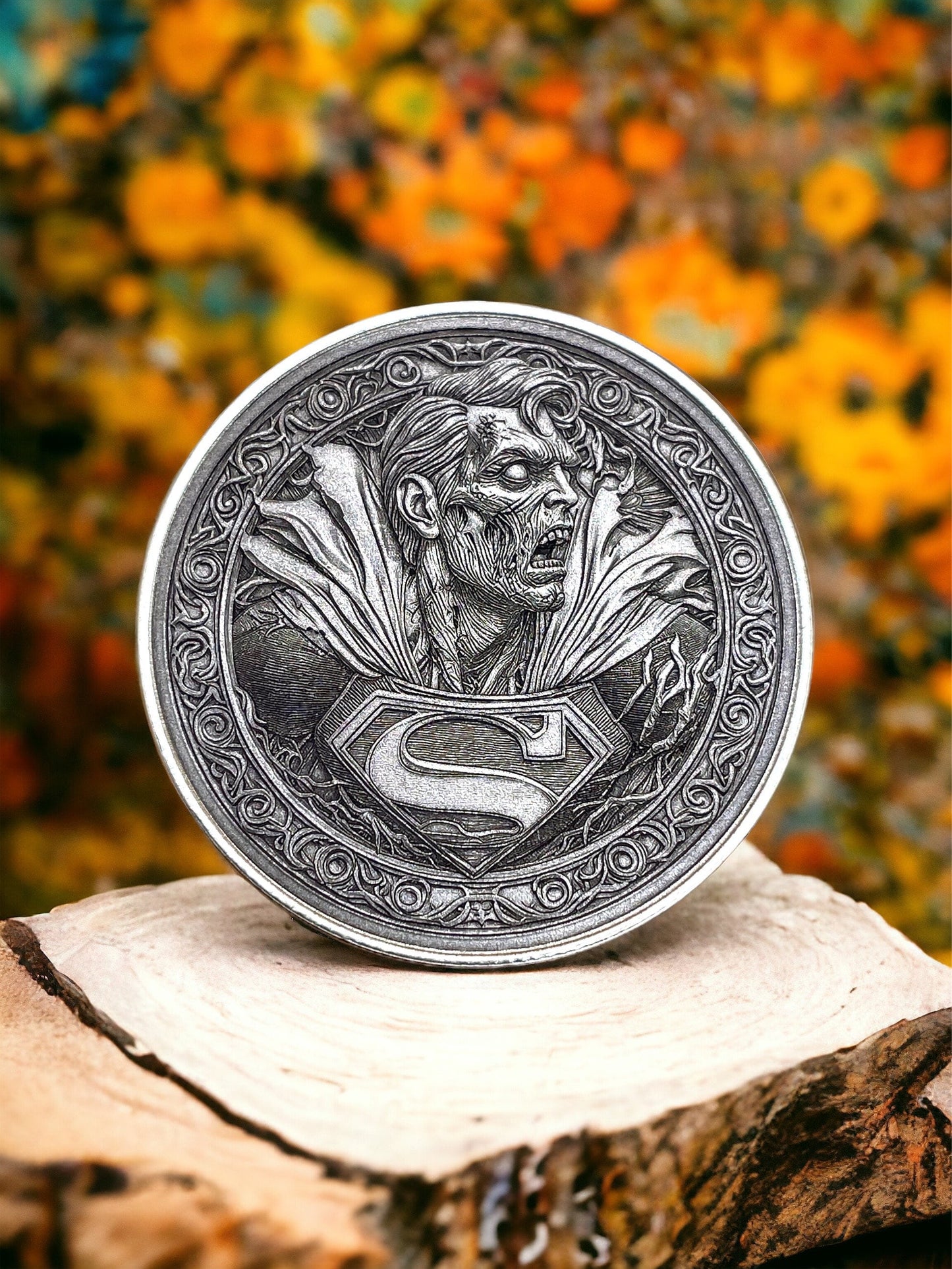 Undead Savior - Brass Coin with Zombie Superman