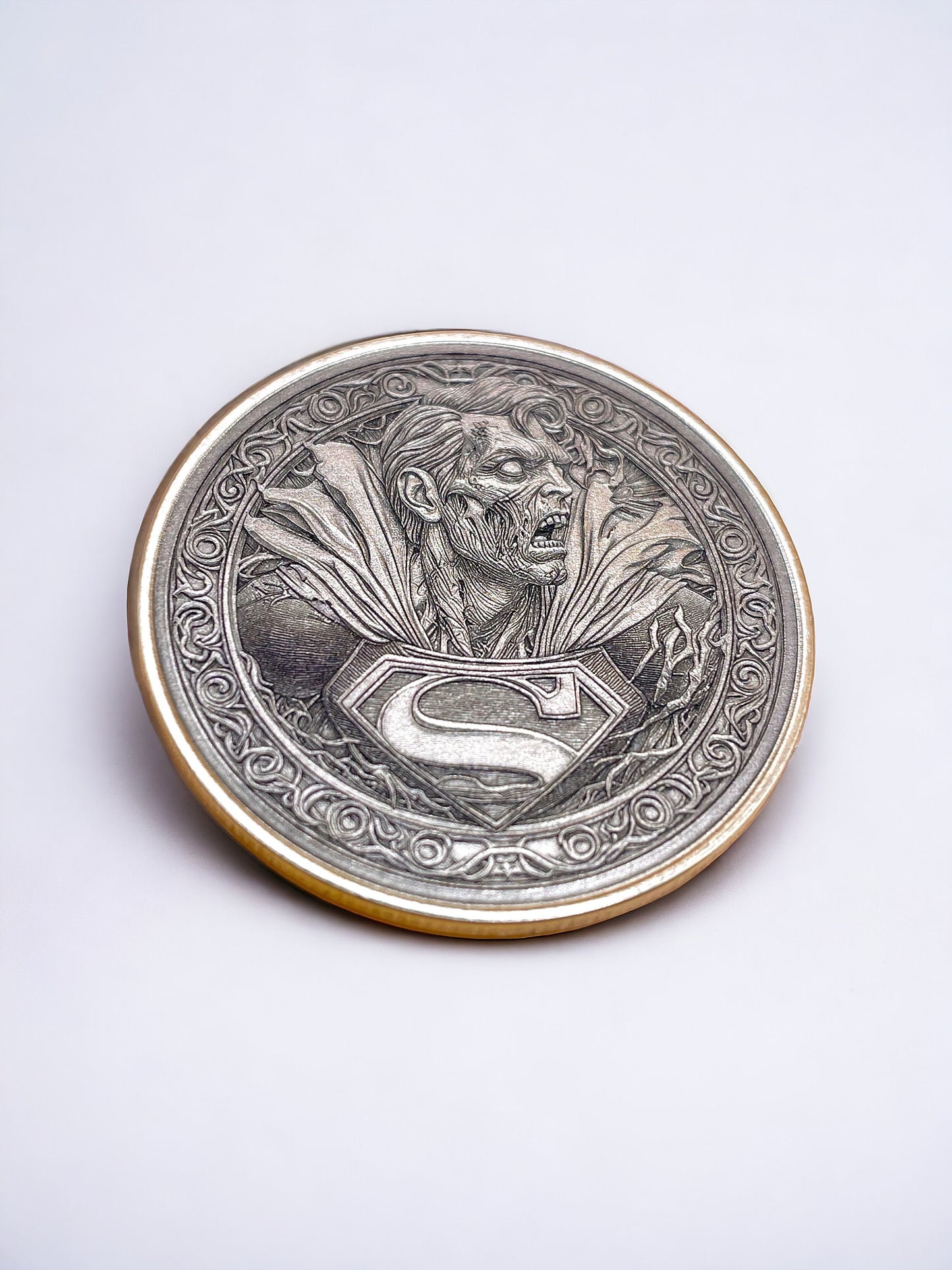 Undead Savior - Brass Coin with Zombie Superman