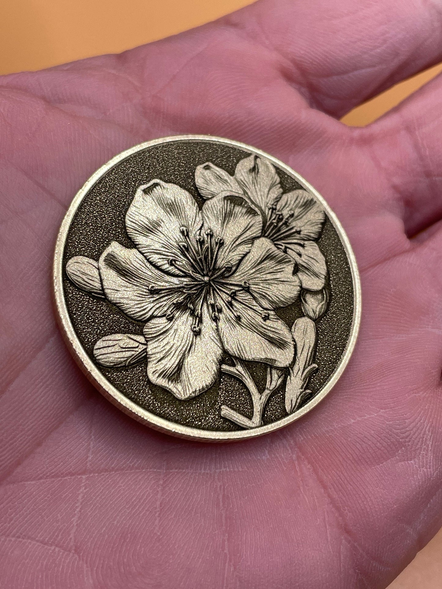 Serenity in Bloom - Cherry Blossom Flower Brass Coin