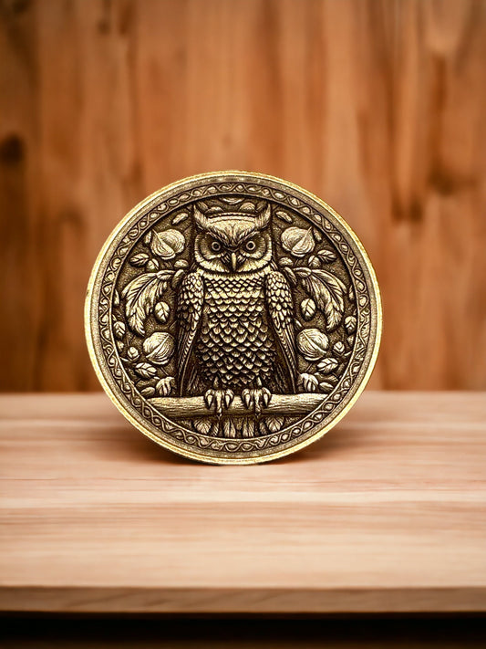 Mystical Owl - Wisdom and Serenity Brass Coin