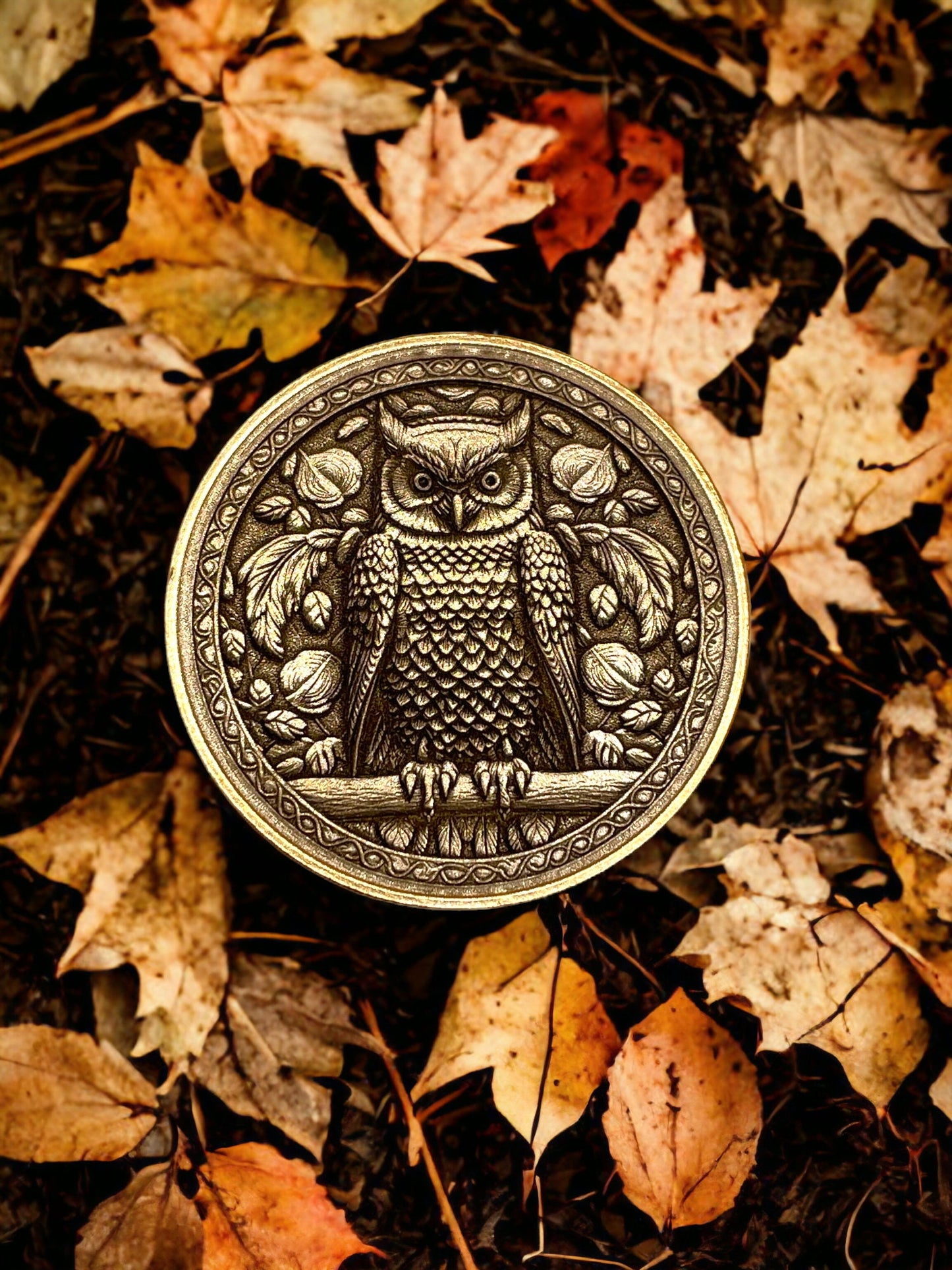 Mystical Owl - Wisdom and Serenity Brass Coin