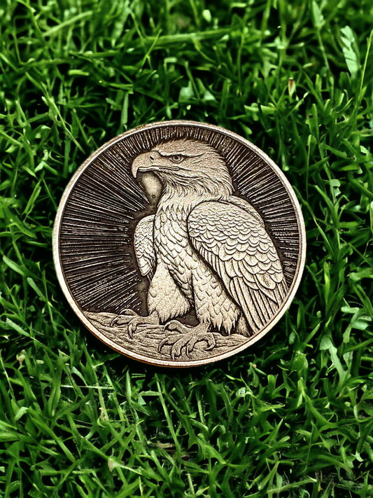 Majestic Bald Eagle - Brass Coin of Freedom and Strength