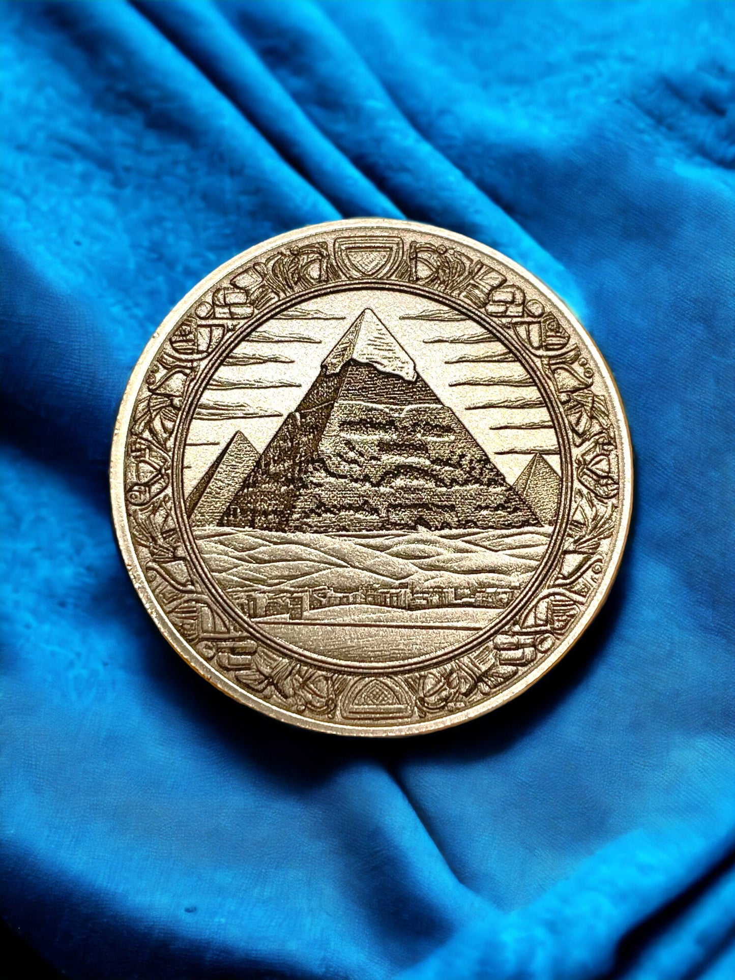 Egyptian Pyramids and Pharaoh - Brass Coin of Ancient Majesty