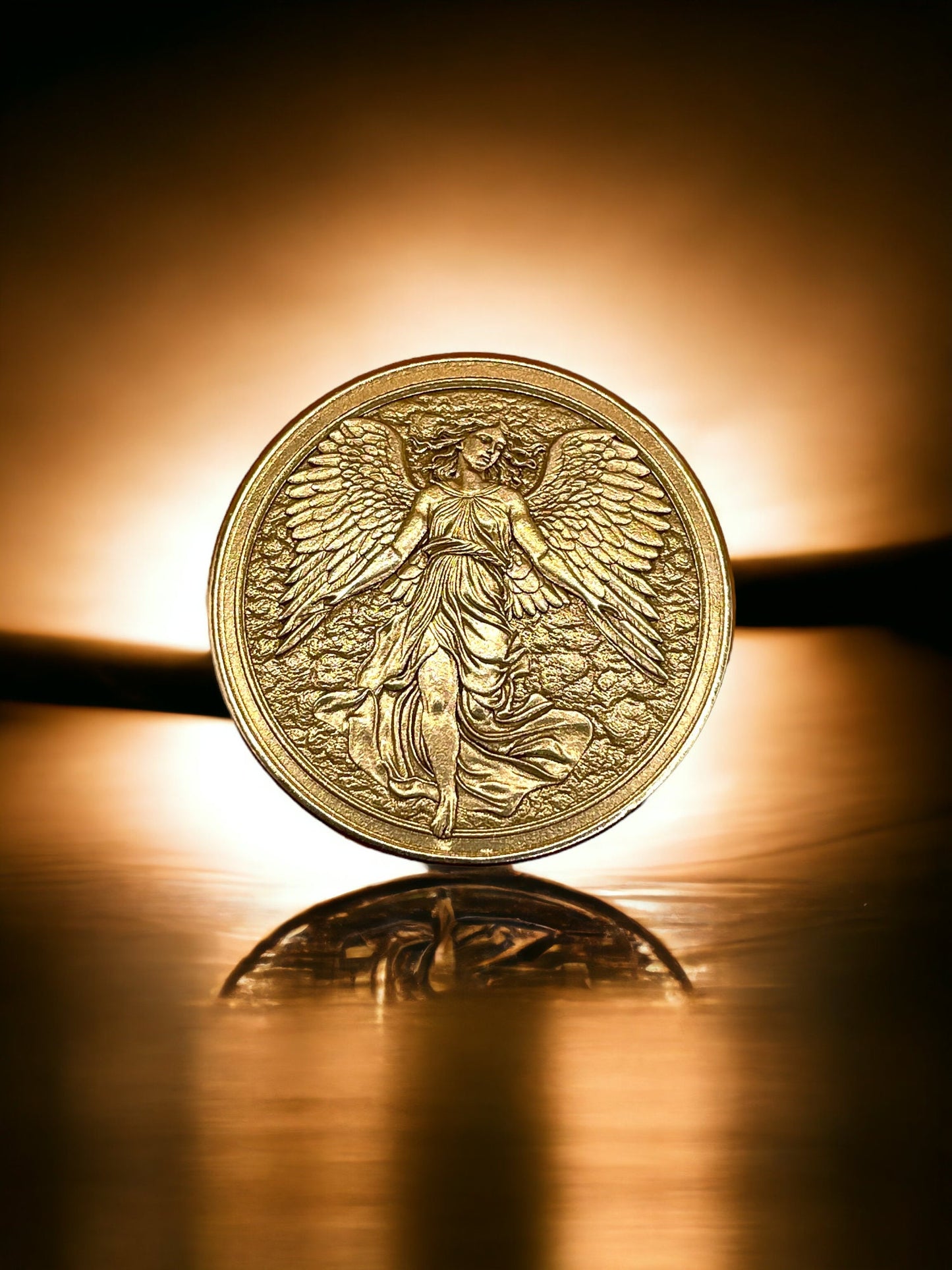 Divine Serenity - Brass Coin with Angelic Figure