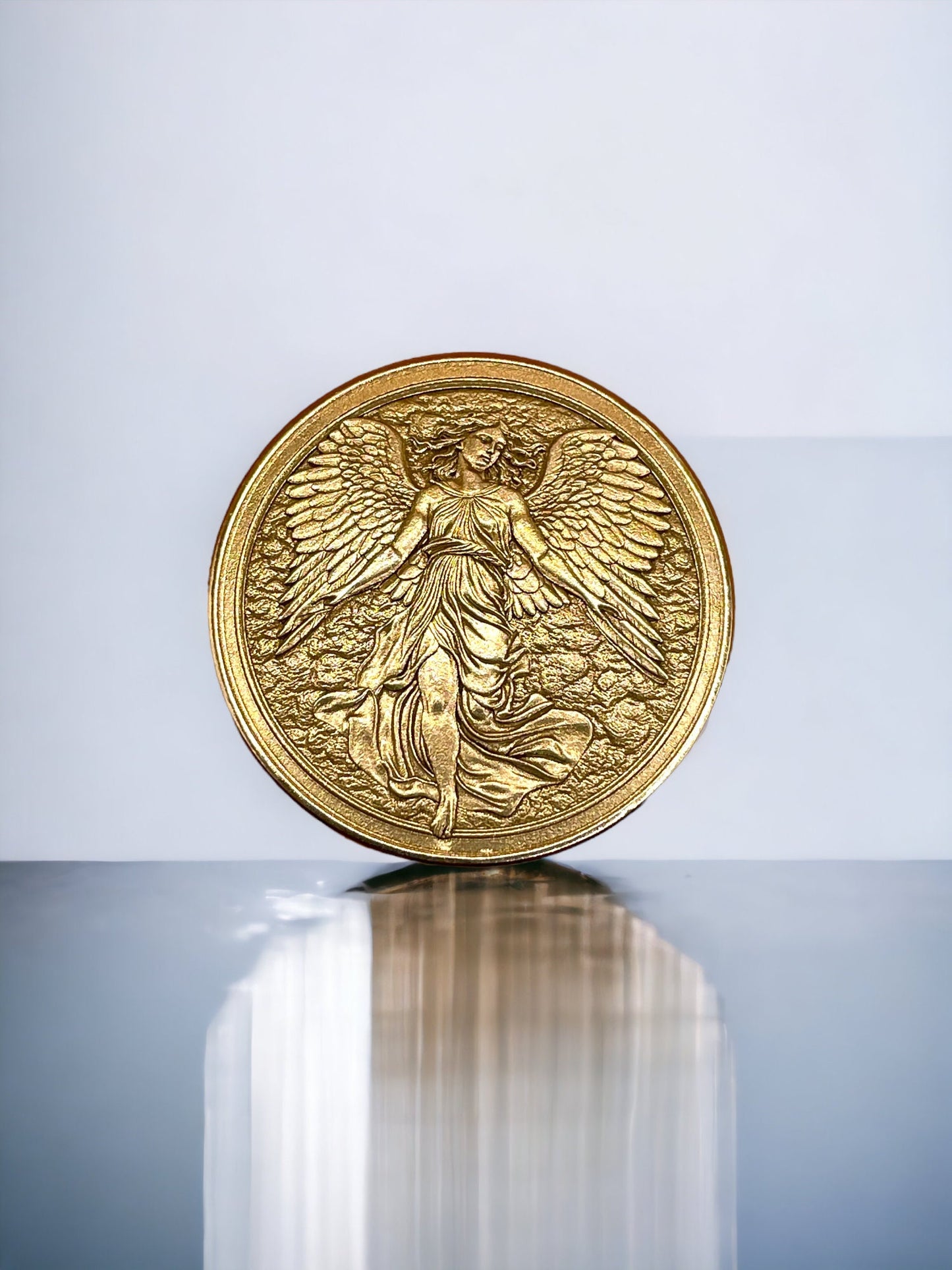 Divine Serenity - Brass Coin with Angelic Figure