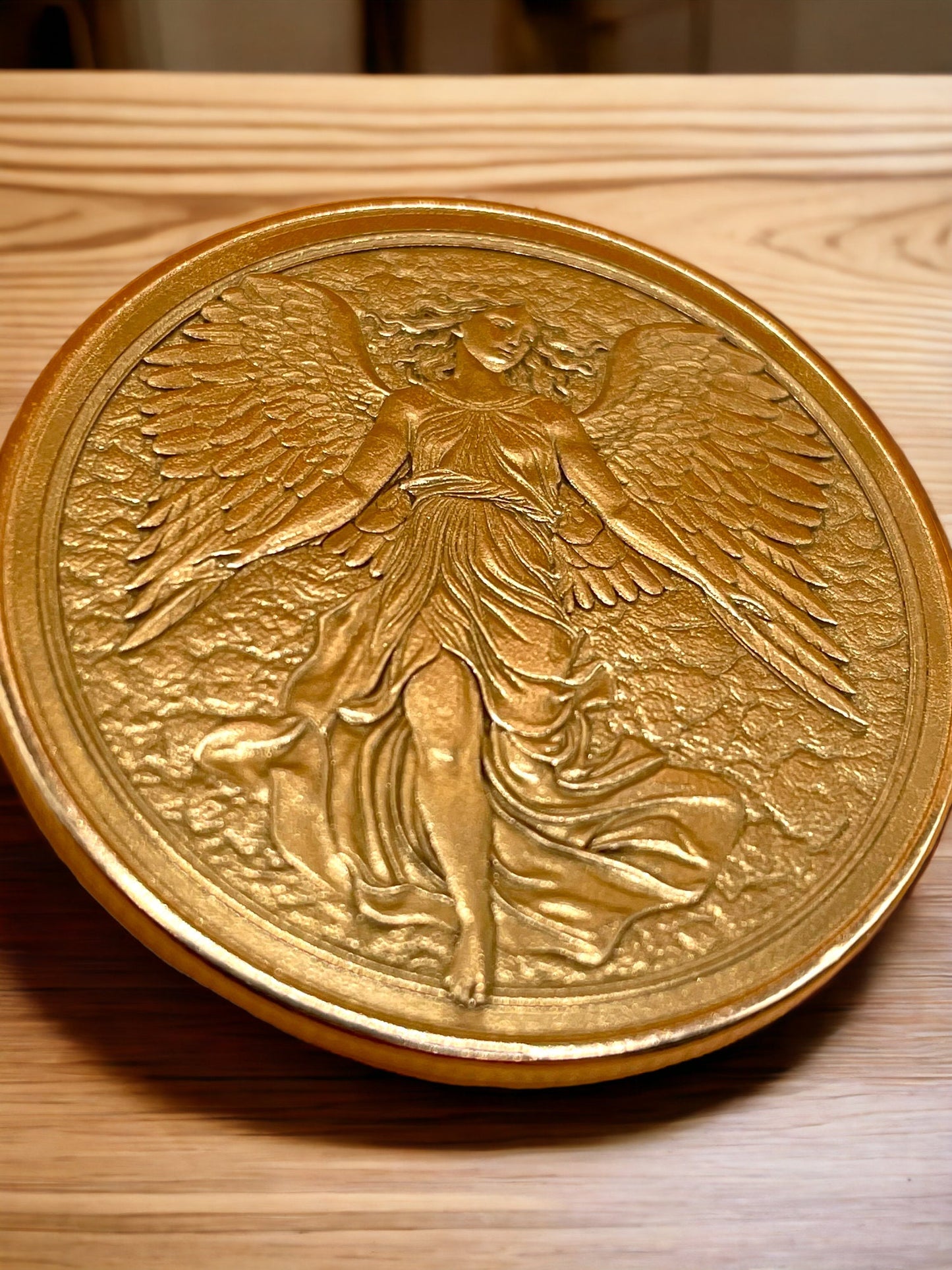 Divine Serenity - Brass Coin with Angelic Figure