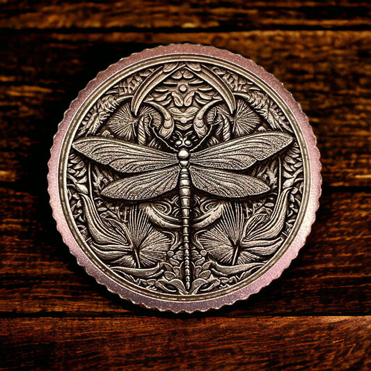 Delicate Wings - Brass Coin with Dragonfly