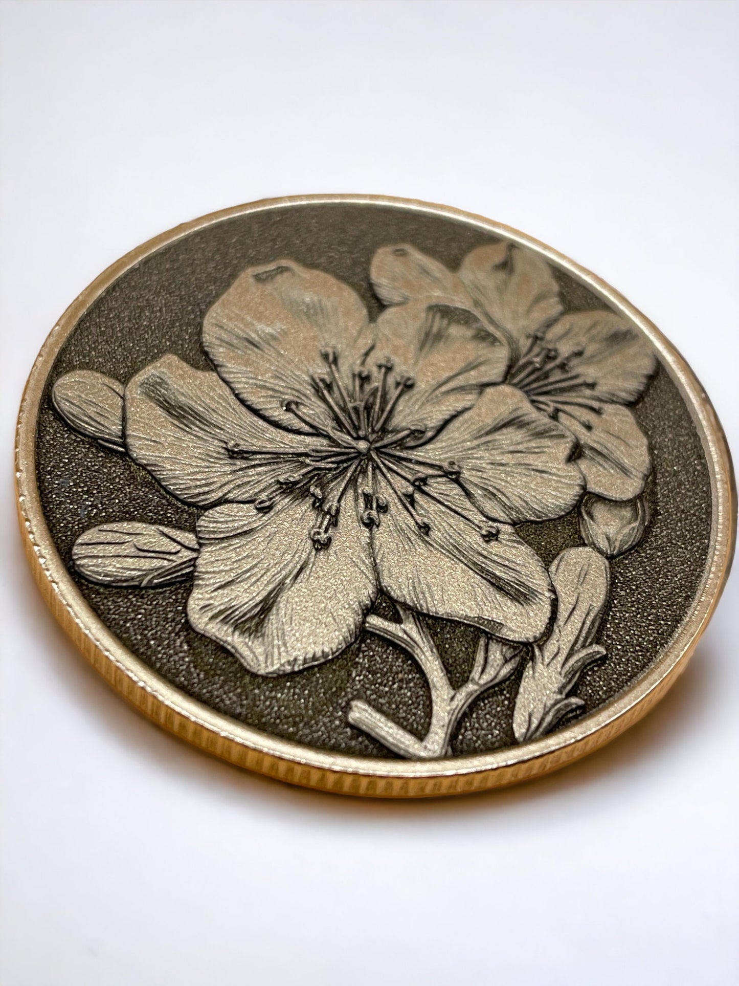 Serenity in Bloom - Cherry Blossom Flower Brass Coin