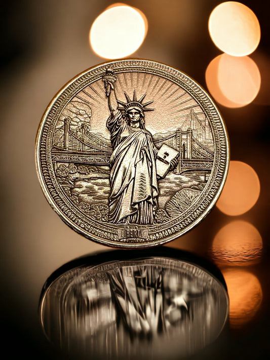 Liberty's Radiance - Statue of Liberty Engraved Brass Coin