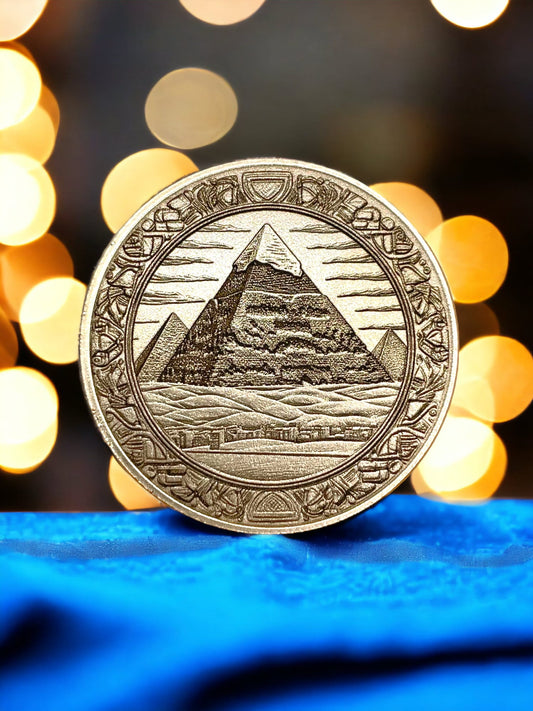 Egyptian Pyramids and Pharaoh - Brass Coin of Ancient Majesty