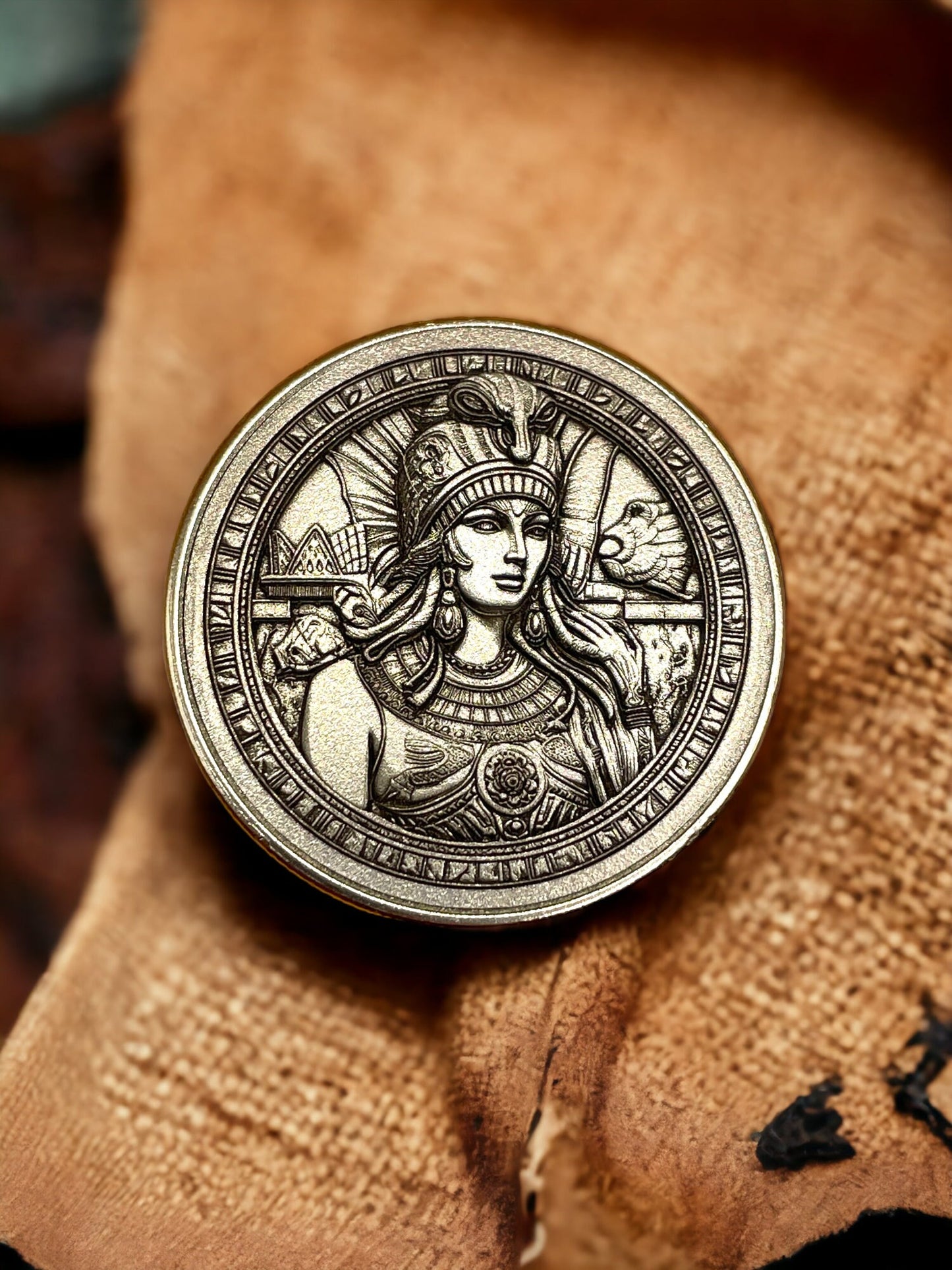 Egyptian Pyramids and Pharaoh - Brass Coin of Ancient Majesty