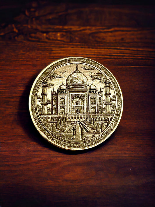 Eternal Splendor - Taj Mahal Engraved Brass Coin