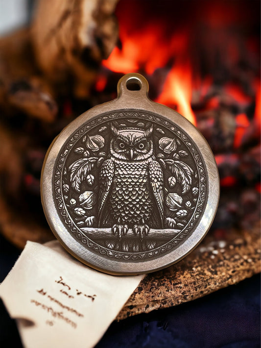 Mystical Owl - Wisdom and Serenity Brass Pendant