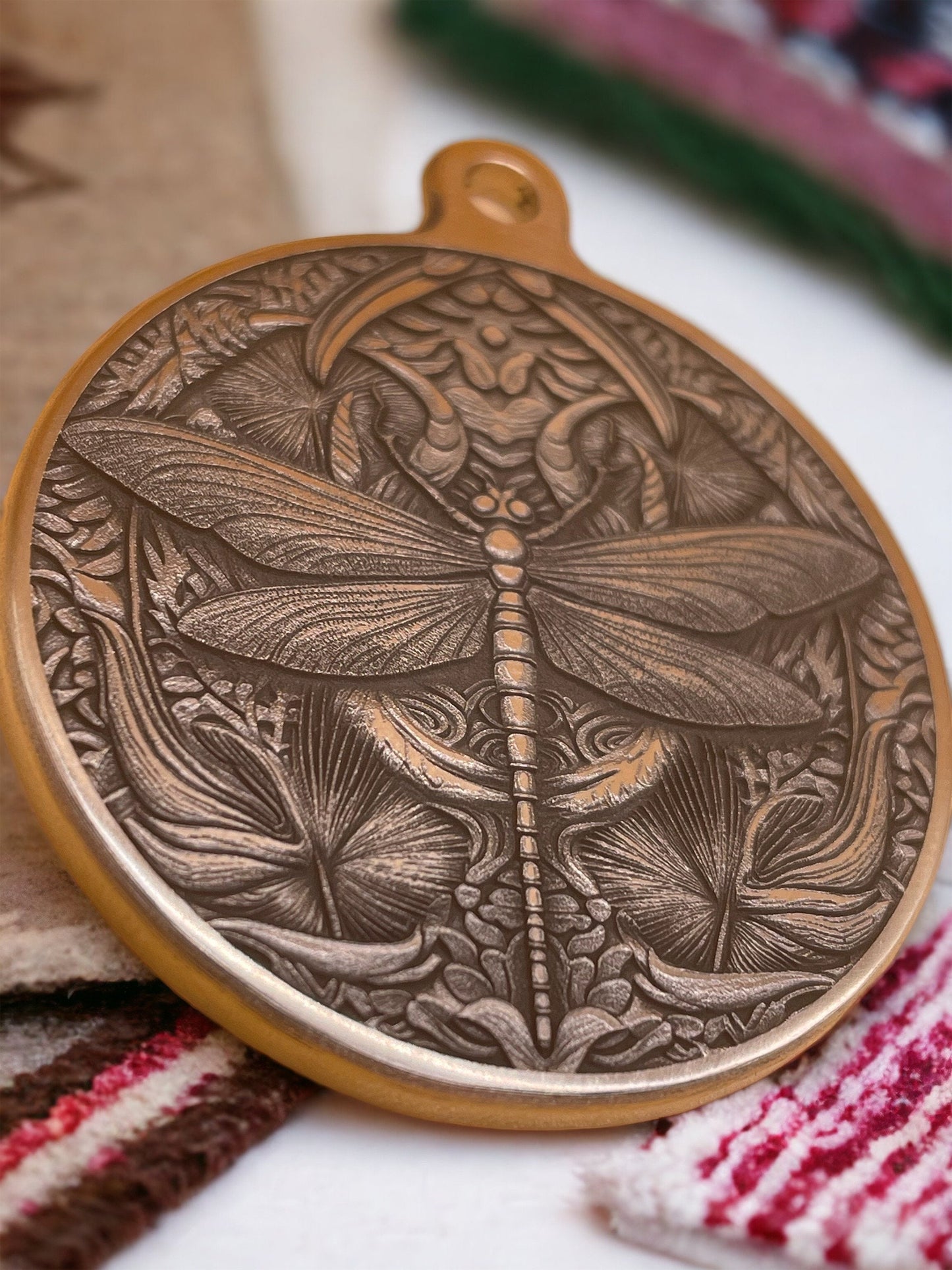 Delicate Wings - Brass Pendant with Dragonfly