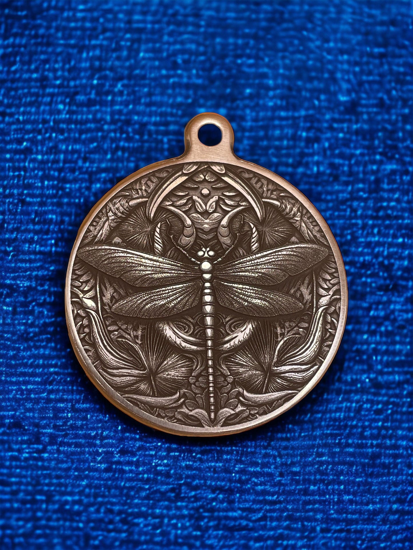 Delicate Wings - Brass Pendant with Dragonfly