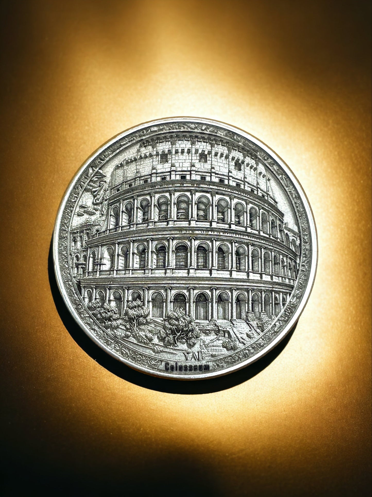 Timeless Wonder - Roman Colosseum Engraved Brass Coin