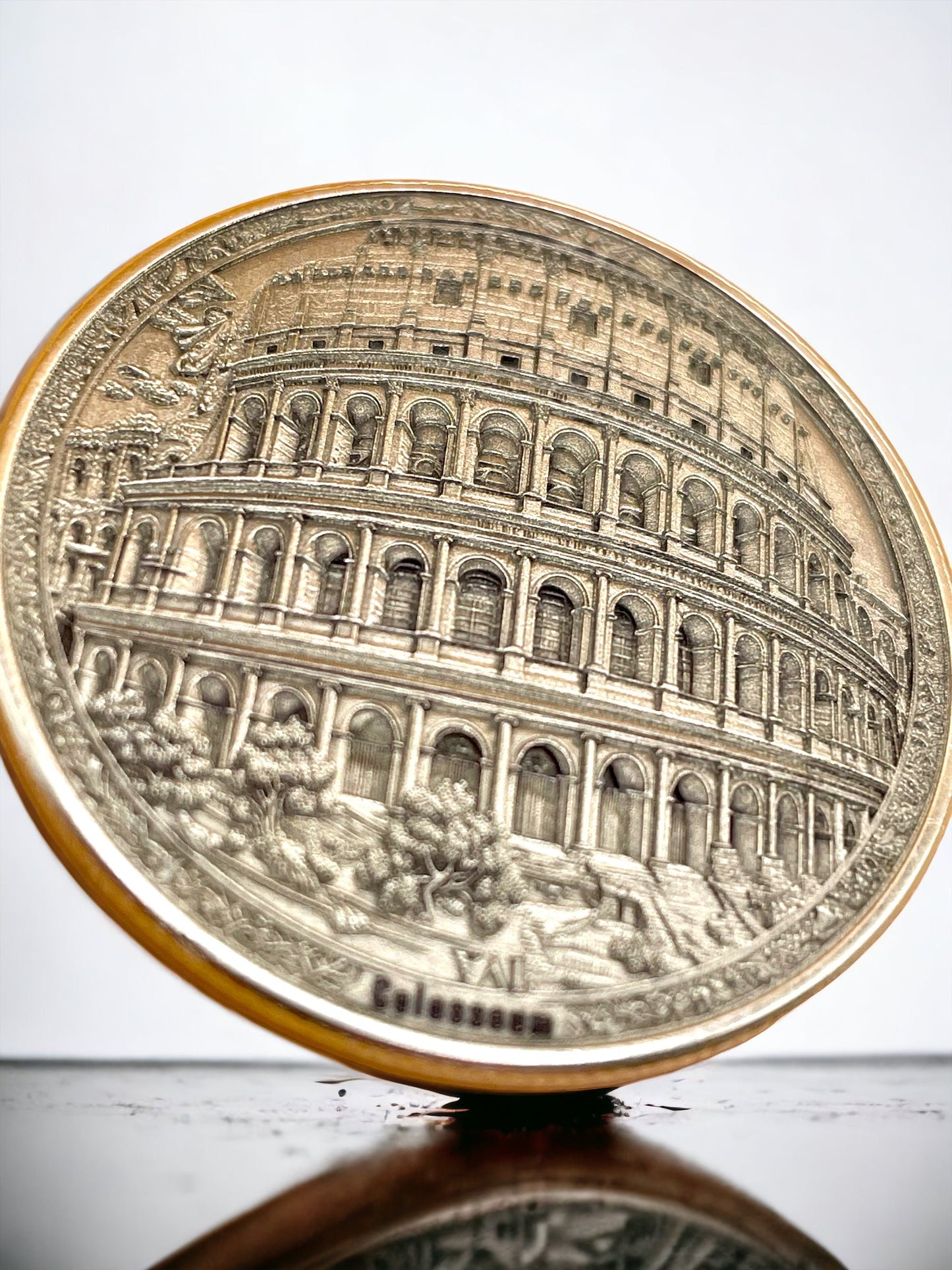 Timeless Wonder - Roman Colosseum Engraved Brass Coin