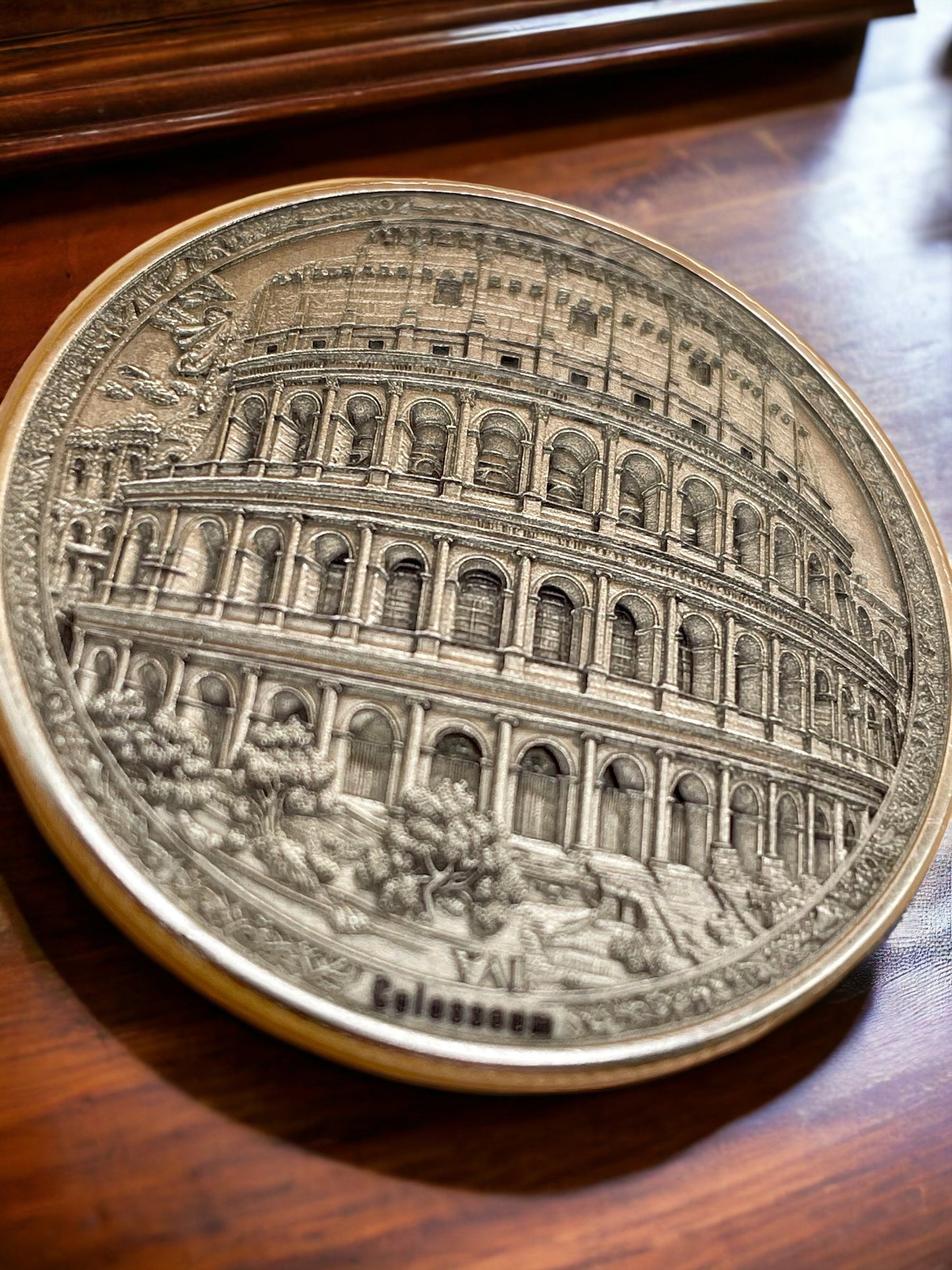 Timeless Wonder - Roman Colosseum Engraved Brass Coin