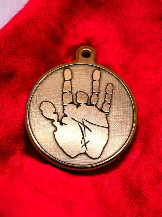 Grateful Remembrance - 44mm Brass Pendant with Jerry Garcia's Handprint