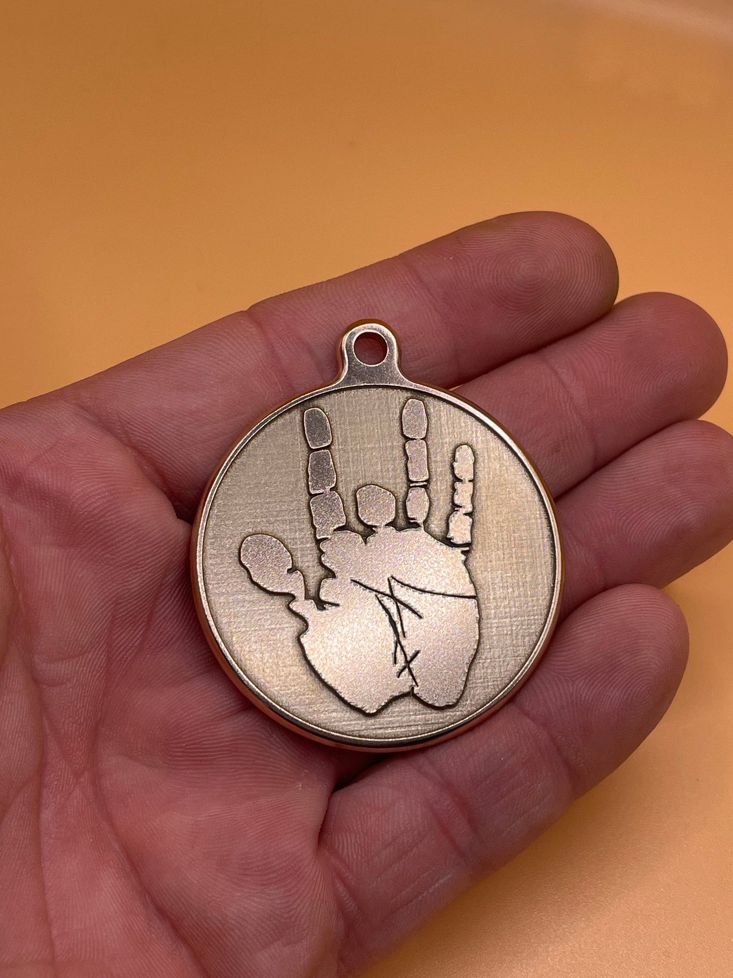 Grateful Remembrance - 44mm Brass Pendant with Jerry Garcia's Handprint