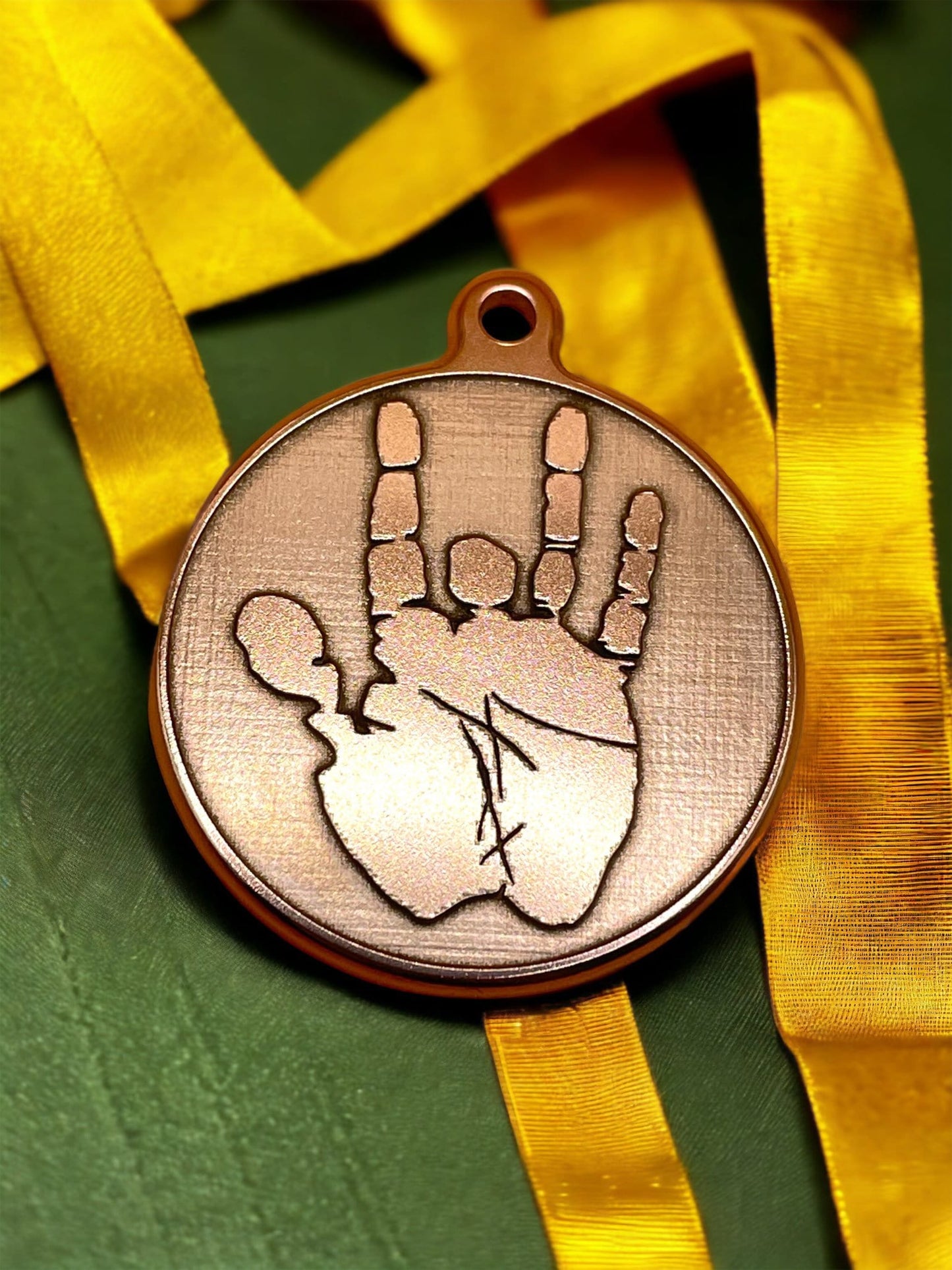 Grateful Remembrance - 44mm Brass Pendant with Jerry Garcia's Handprint