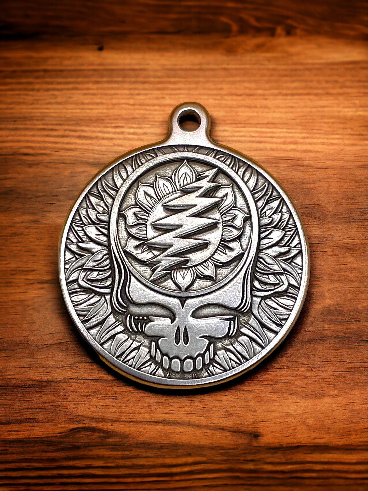 Floral Groove - 44mm Brass Grateful Dead Logo Pendant