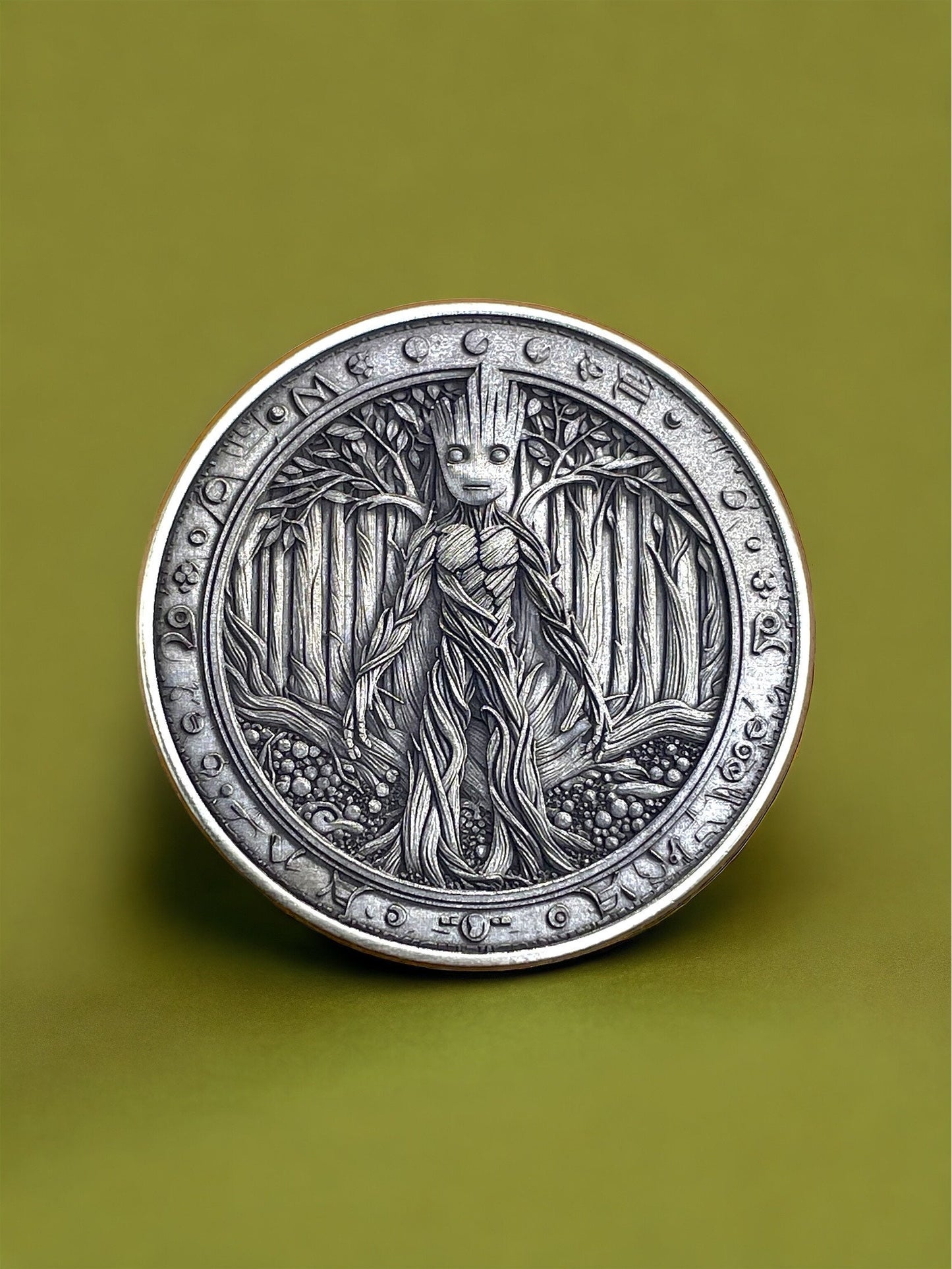 Groot's Legacy - Brass Coin with Baby Groot Engraving