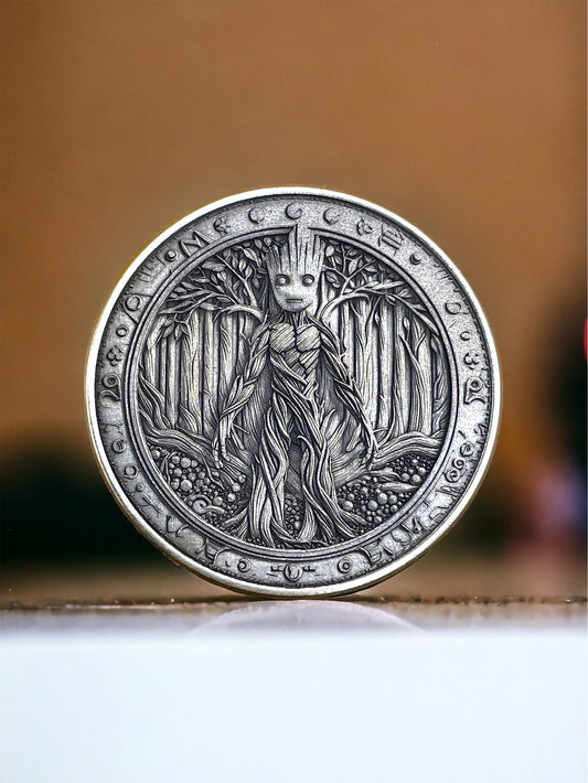 Groot's Legacy - Brass Coin with Baby Groot Engraving