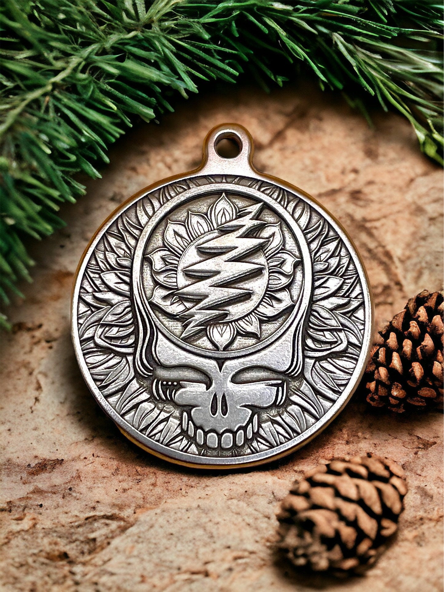 Floral Groove - 44mm Brass Grateful Dead Logo Pendant