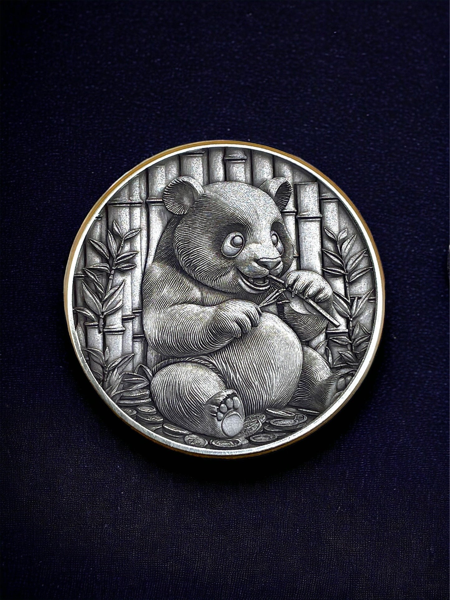 Bamboo Harmony - Brass Coin with Panda