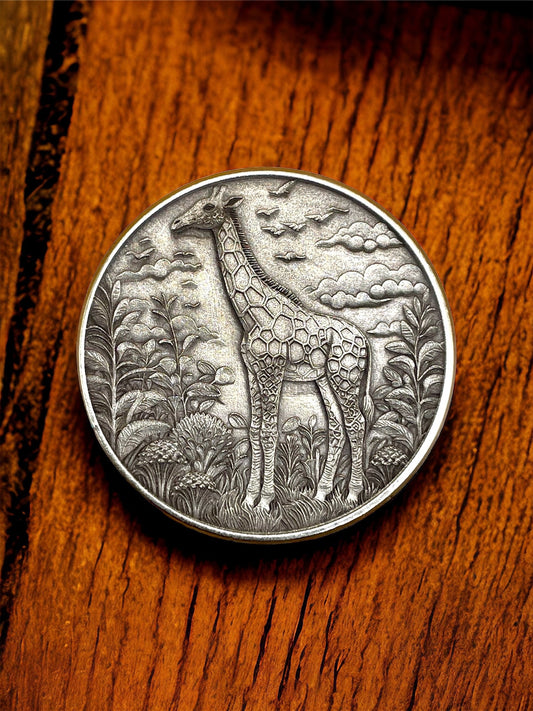 Safari Serenity - Brass Coin with Giraffe