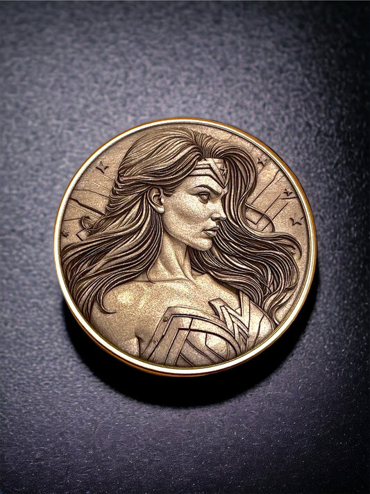 Amazonian Grace - Brass Coin with Wonder Woman