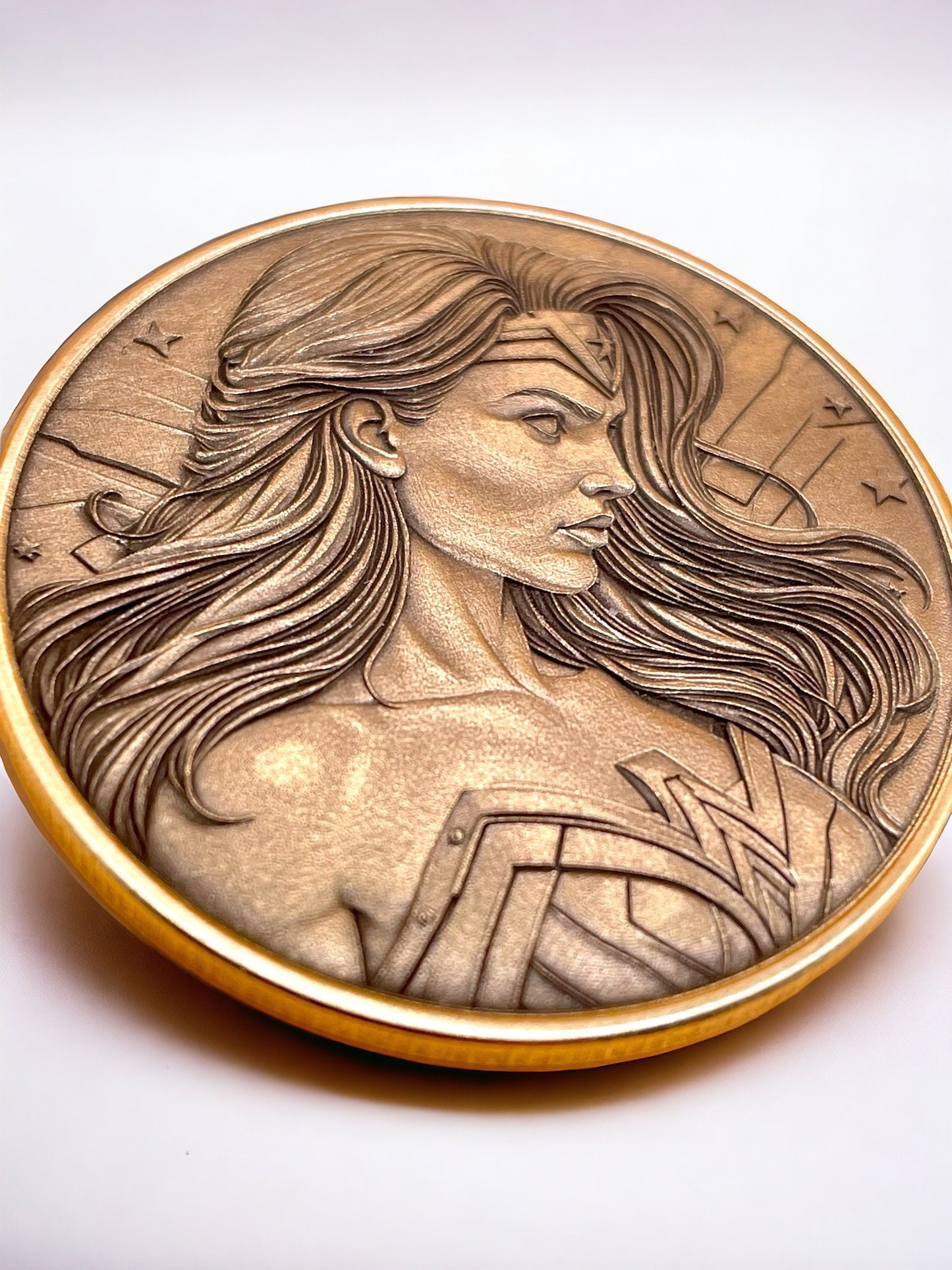 Amazonian Grace - Brass Coin with Wonder Woman