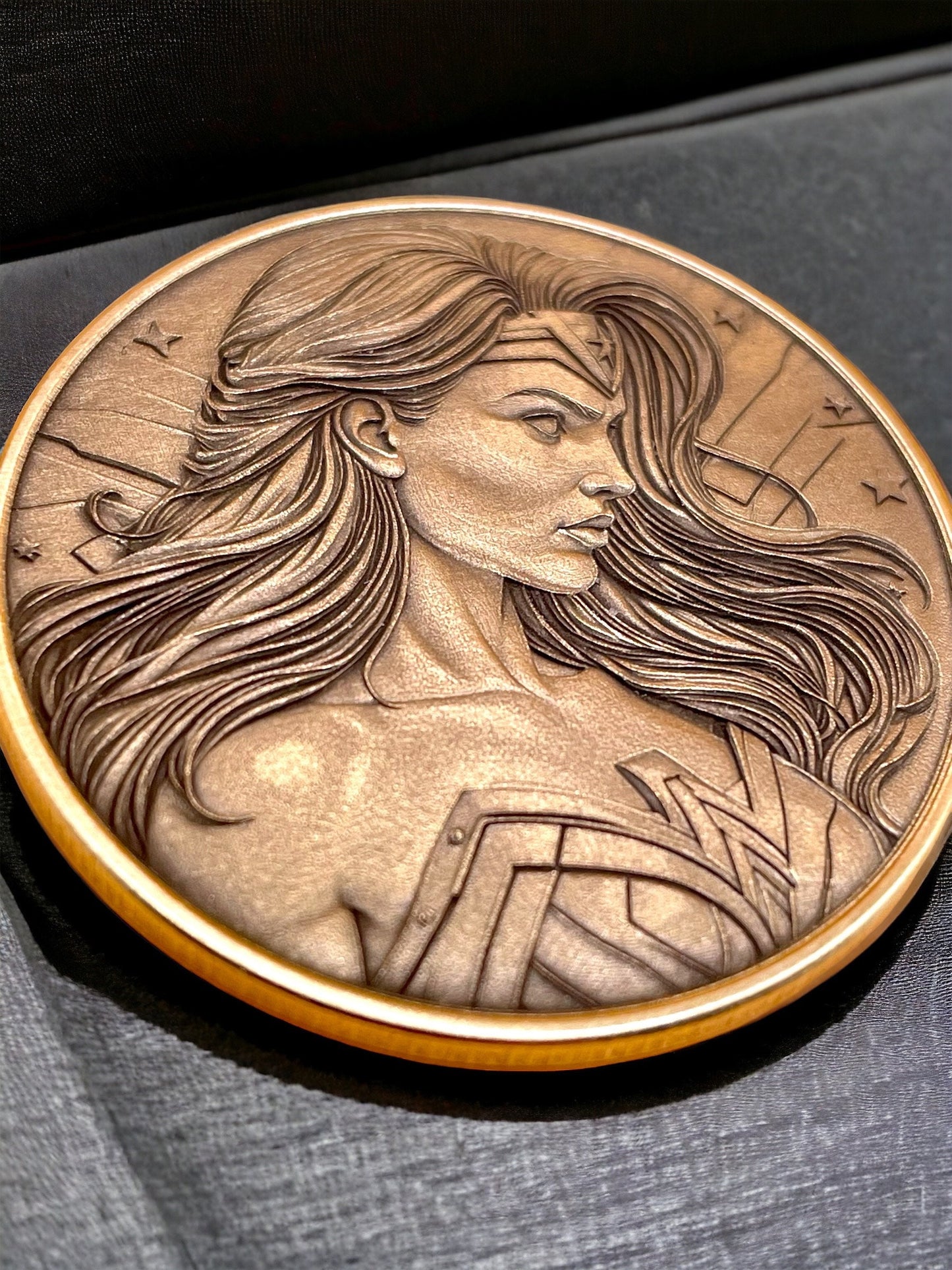 Amazonian Grace - Brass Coin with Wonder Woman