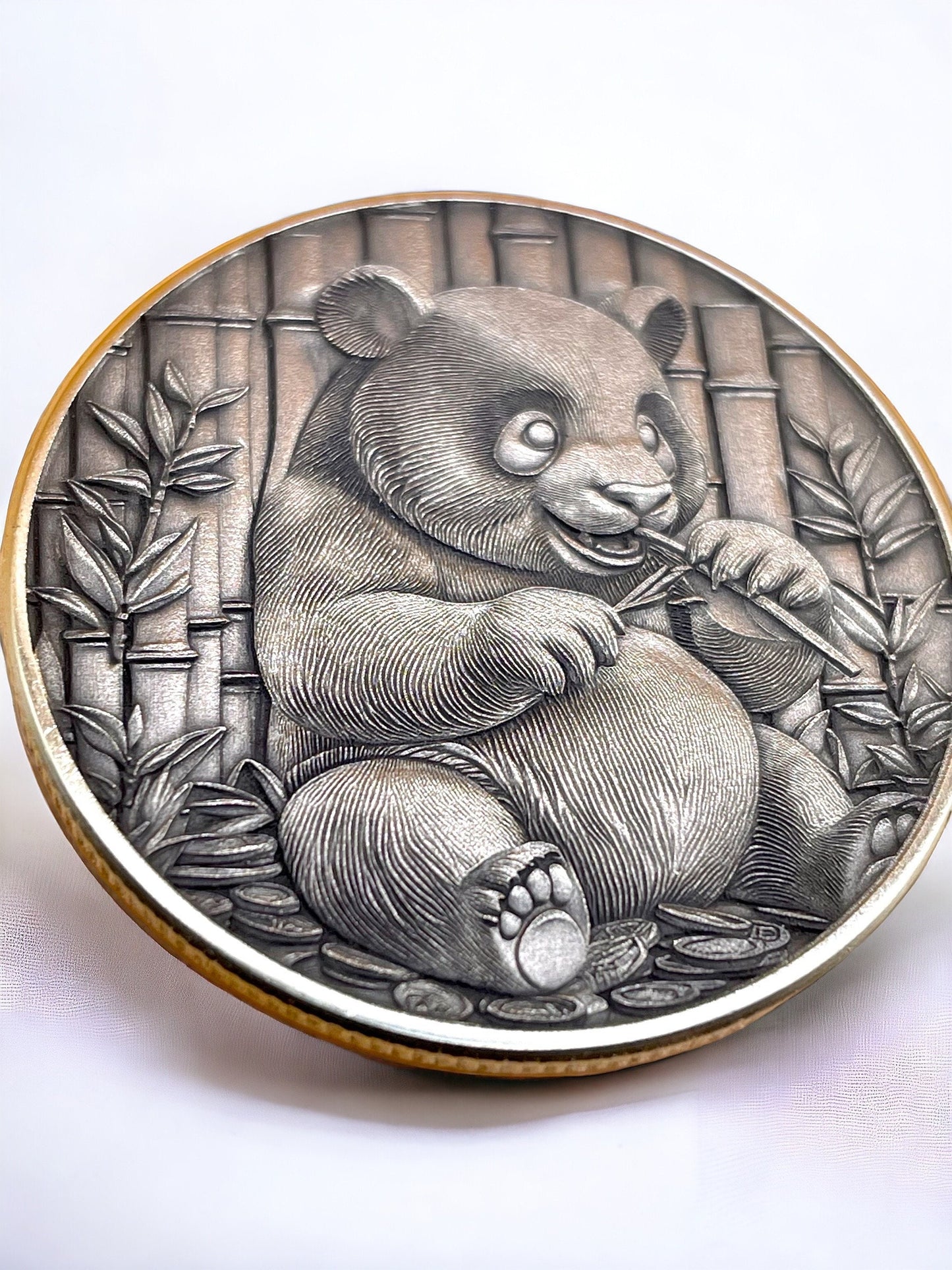 Bamboo Harmony - Brass Coin with Panda